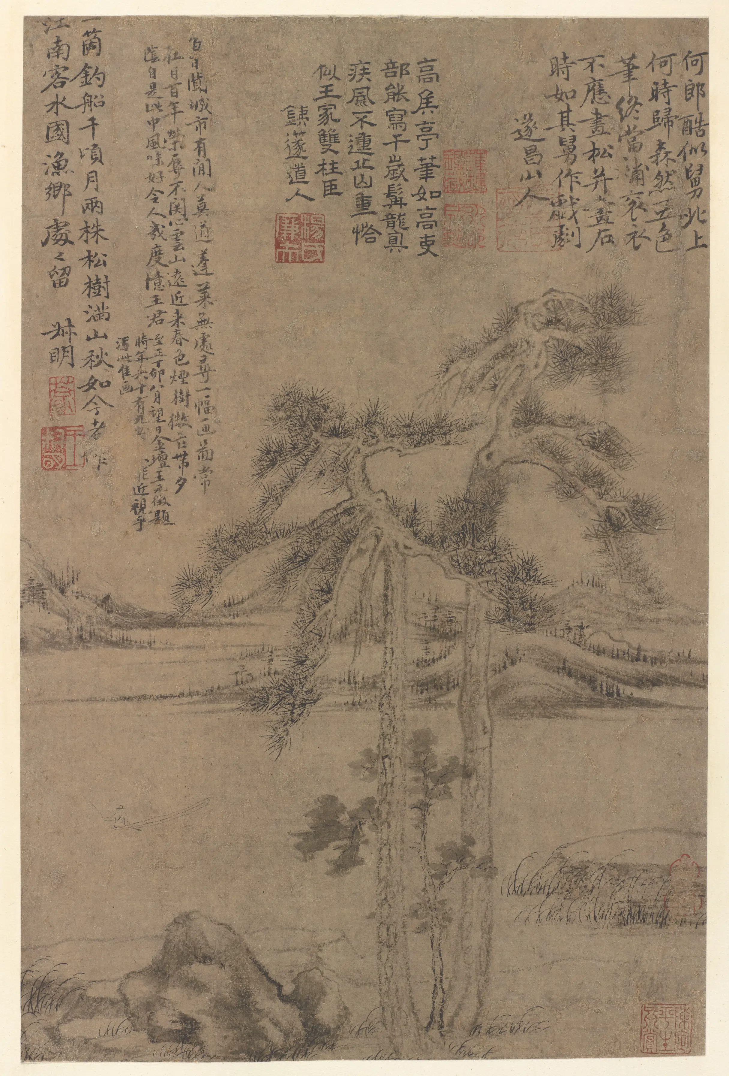元朝【王蒙】《长松江景图》