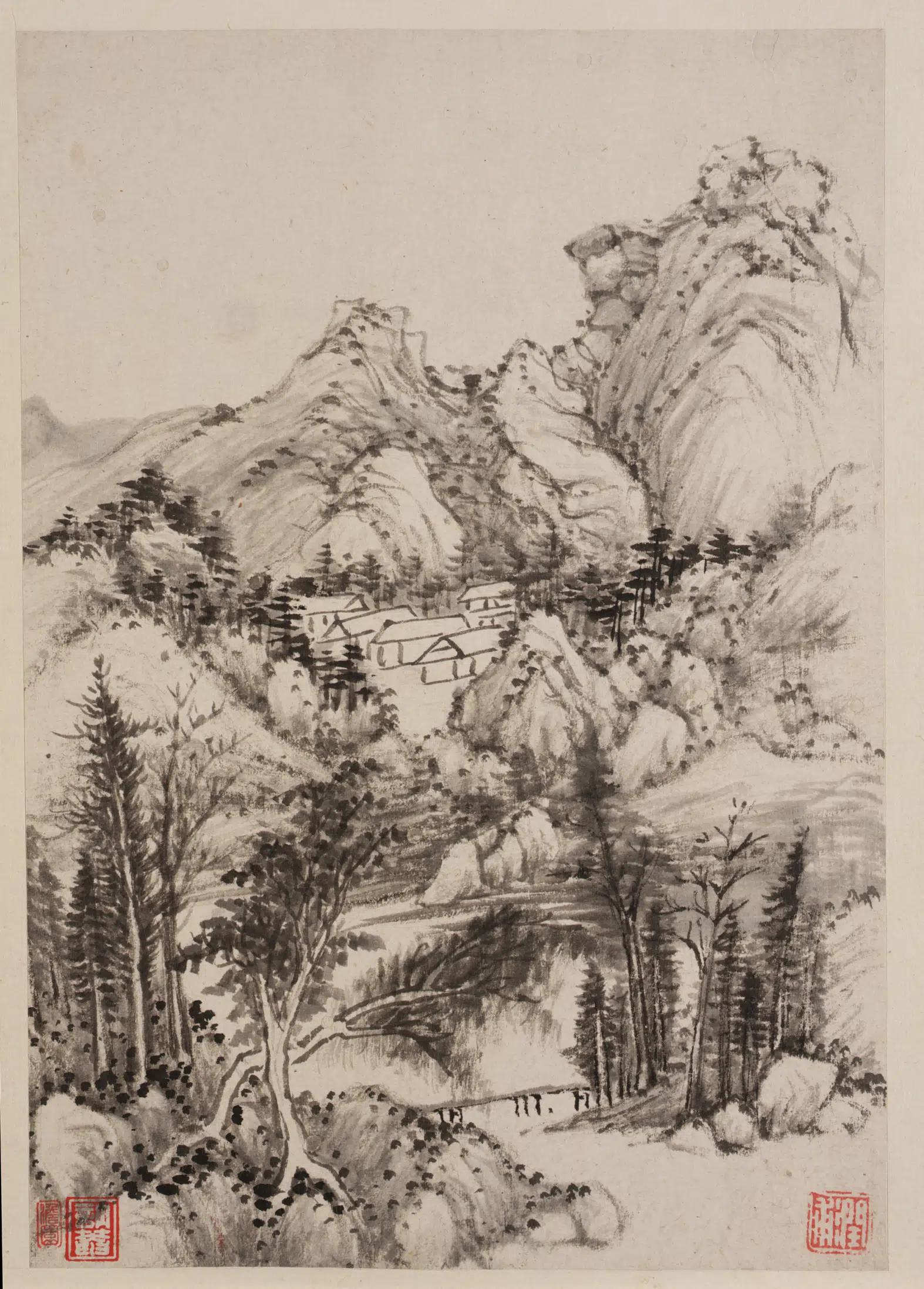 明朝【卞文瑜】《仿古山水图册》 第4张