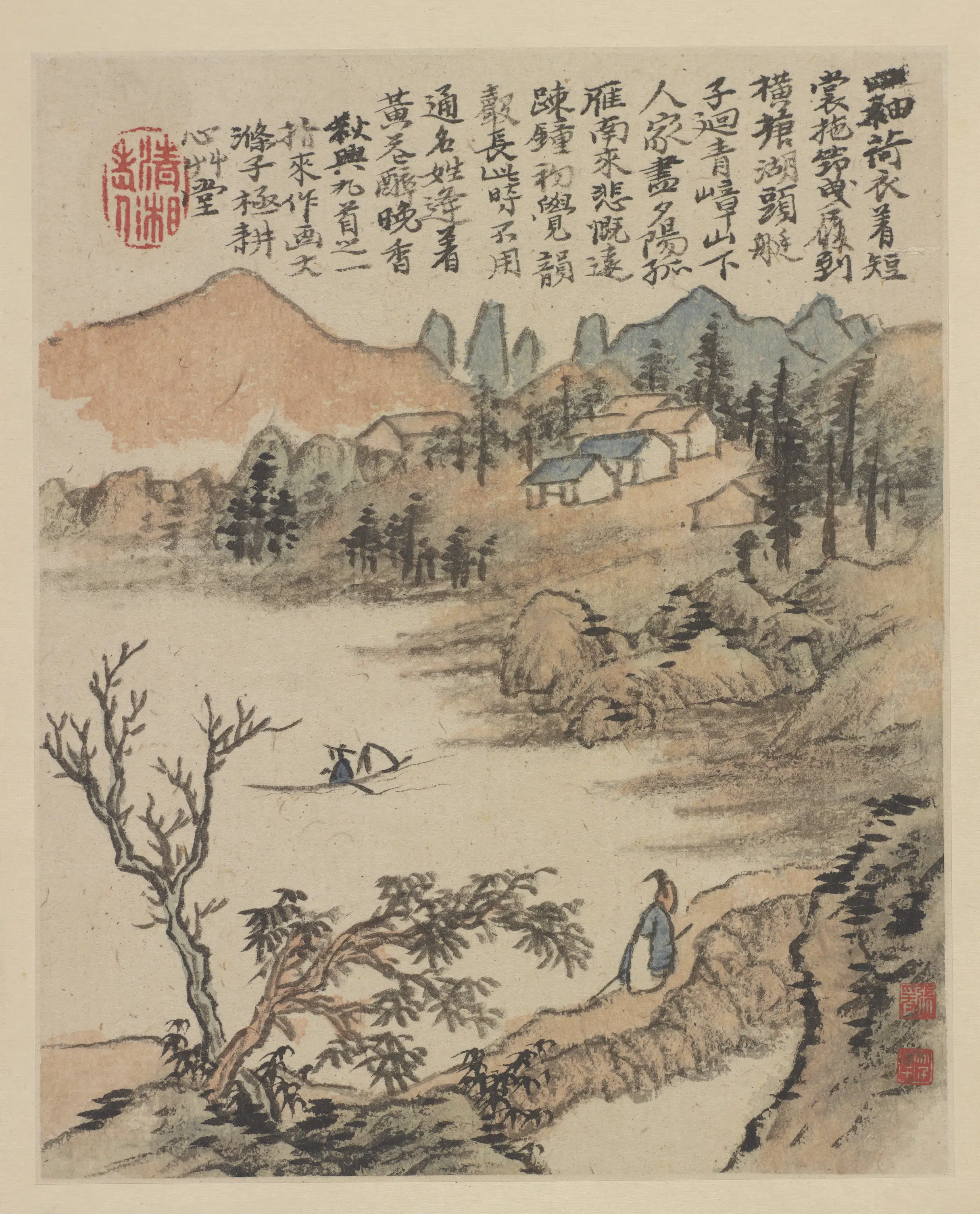 清朝【石涛】《金陵忆旧册-秋思图》