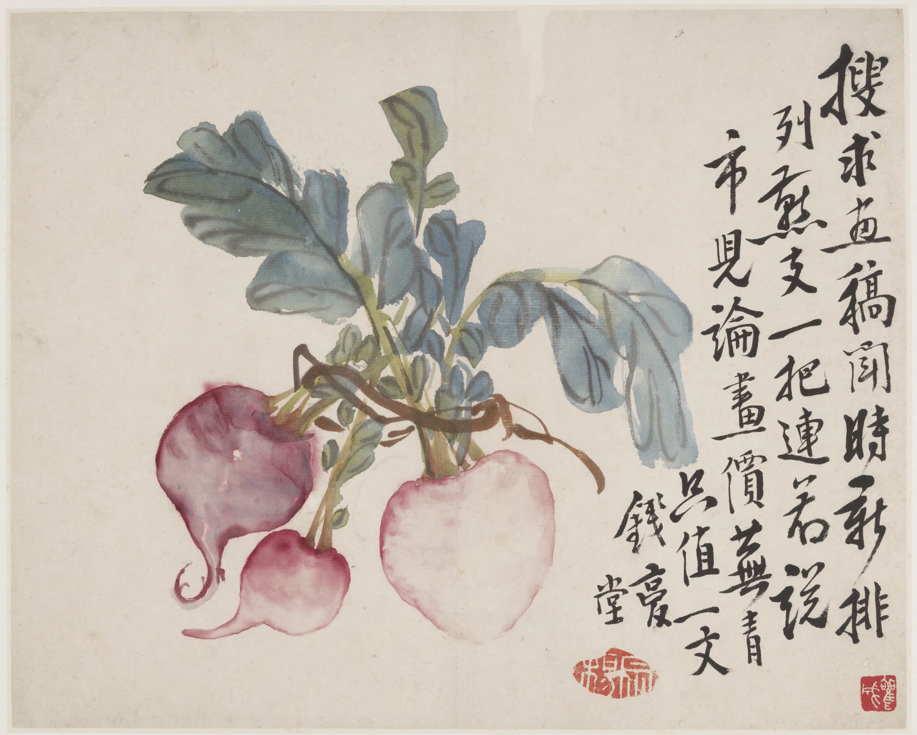 清朝【李鳝（鳝善）】《萝卜图》