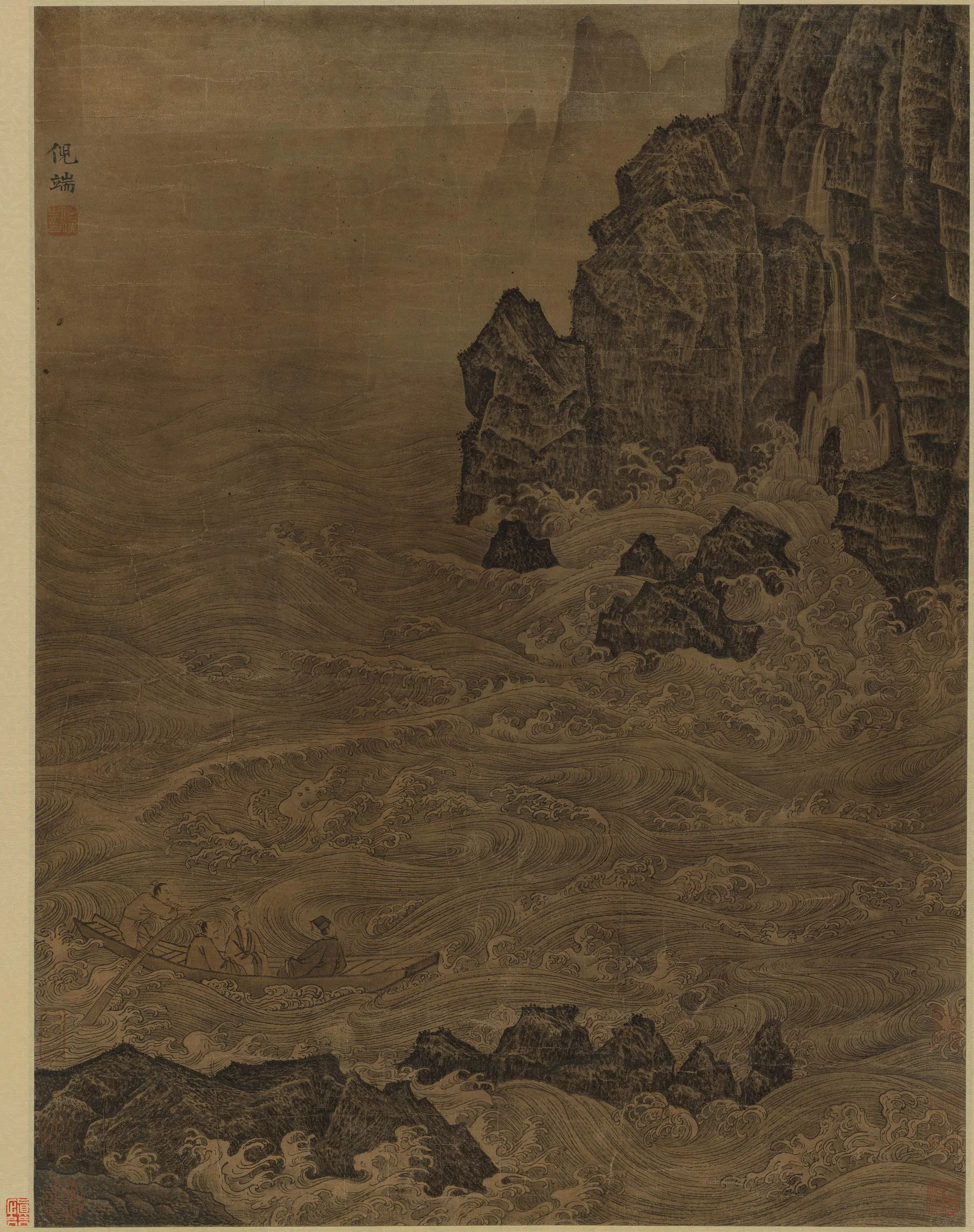 明朝【倪端】《苏东坡赤壁图立轴》
