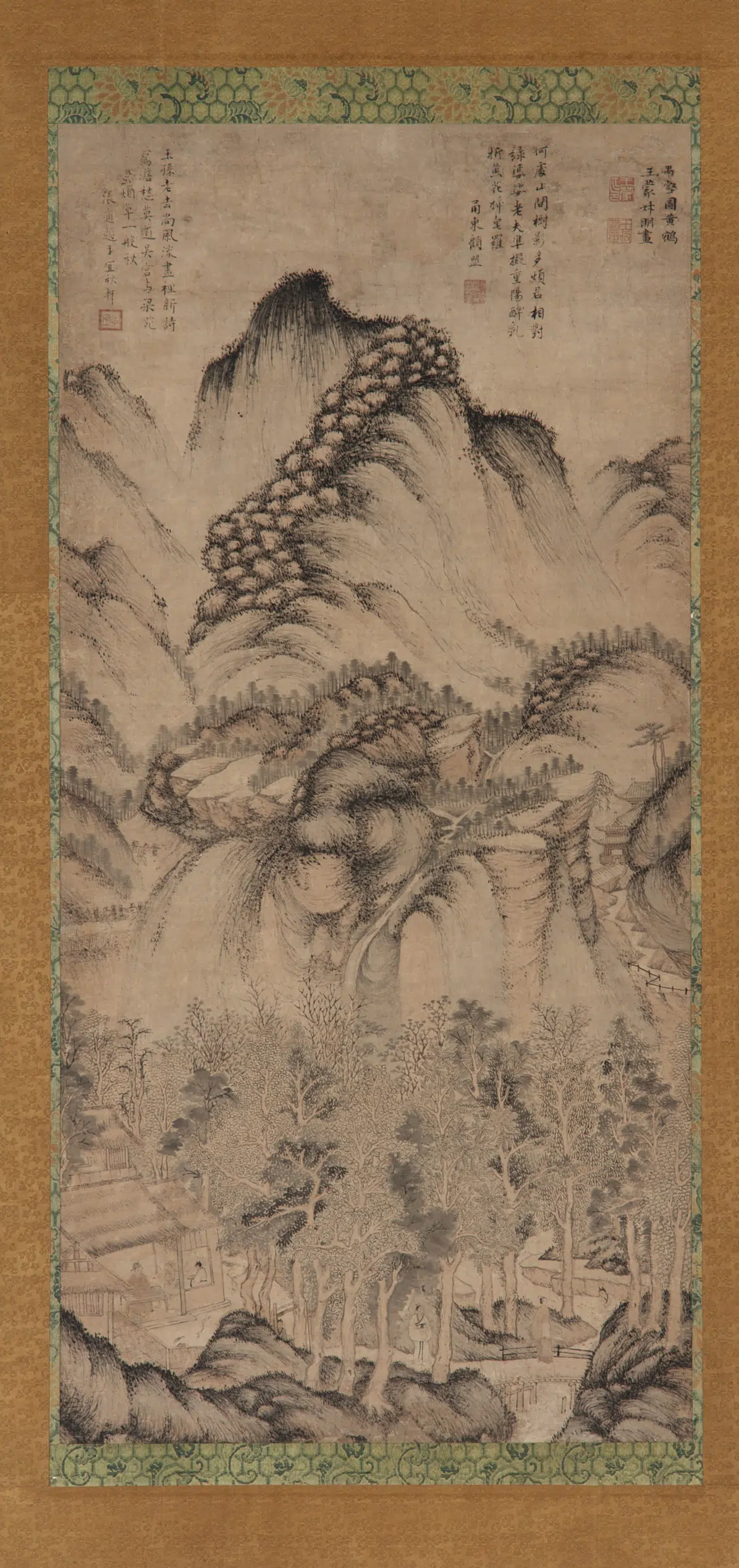元朝【王蒙】《溪山村居人物图》