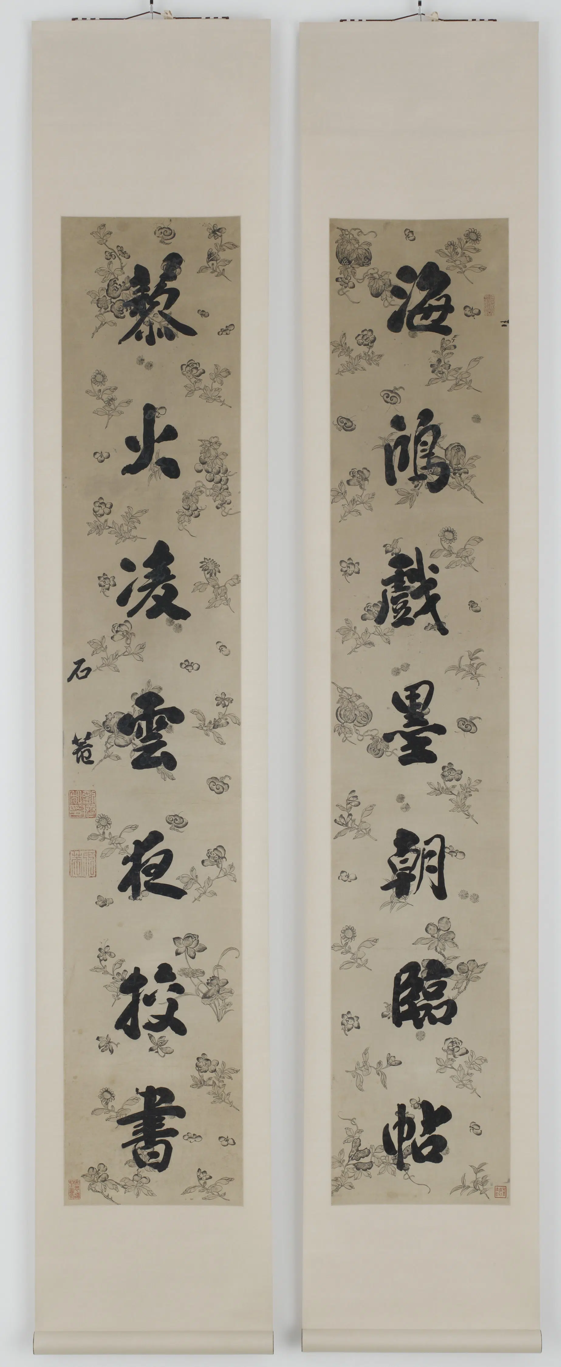 清朝【刘墉】《行书七言联》