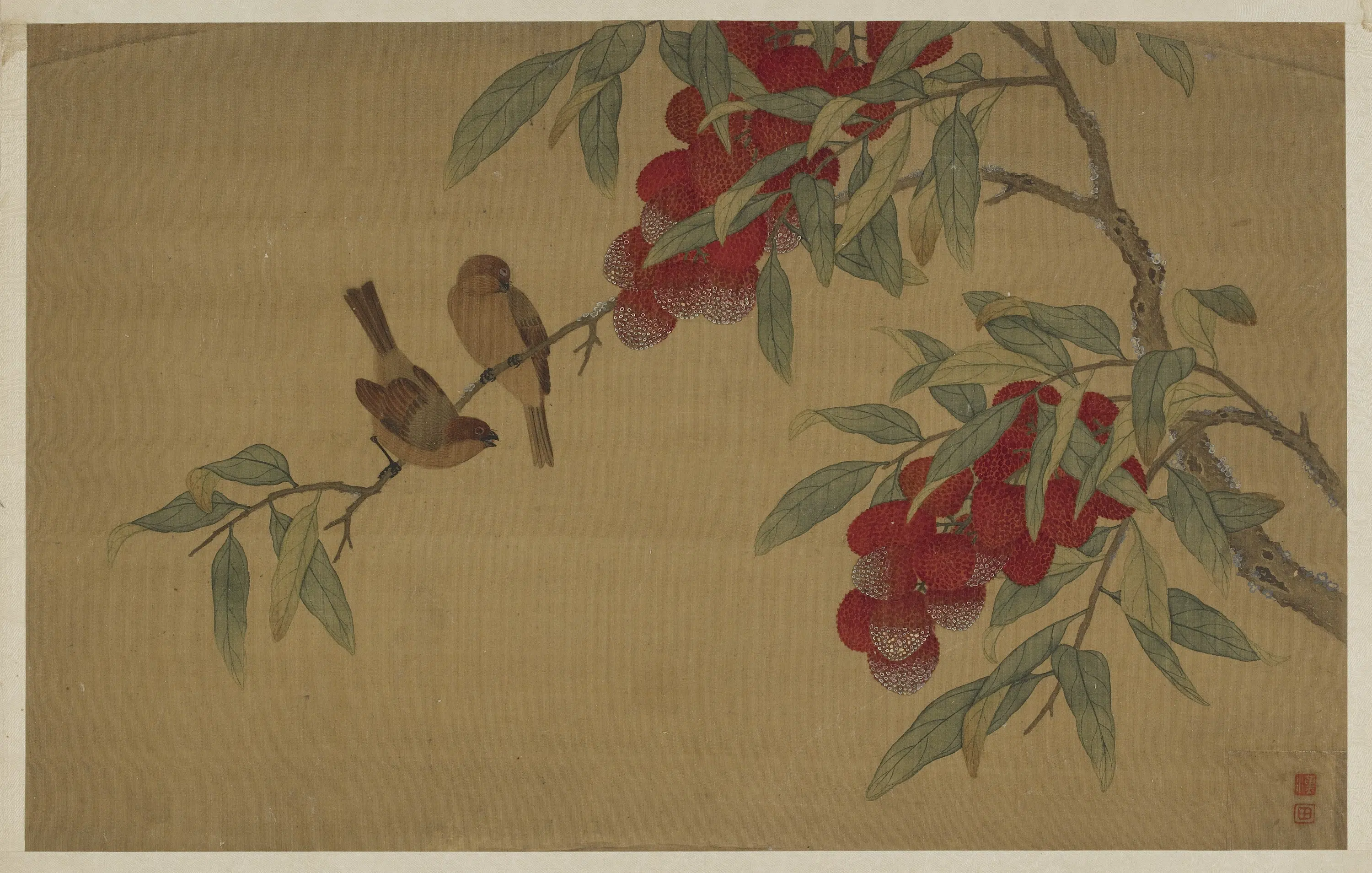 清朝【吴章（璋）】《花果禽鸟图-4》