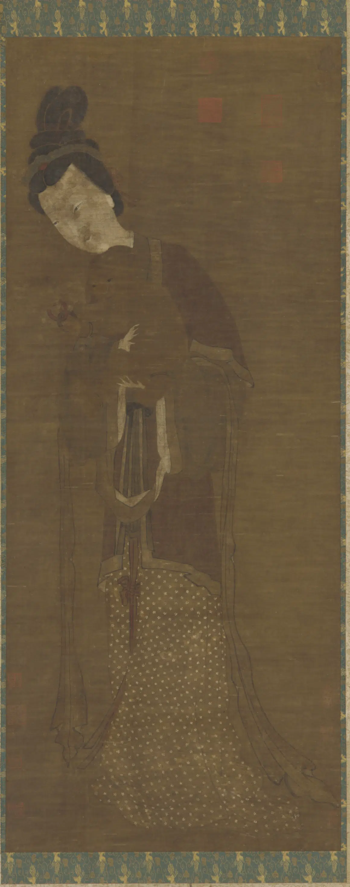 唐朝【张萱】《抱婴仕女图》