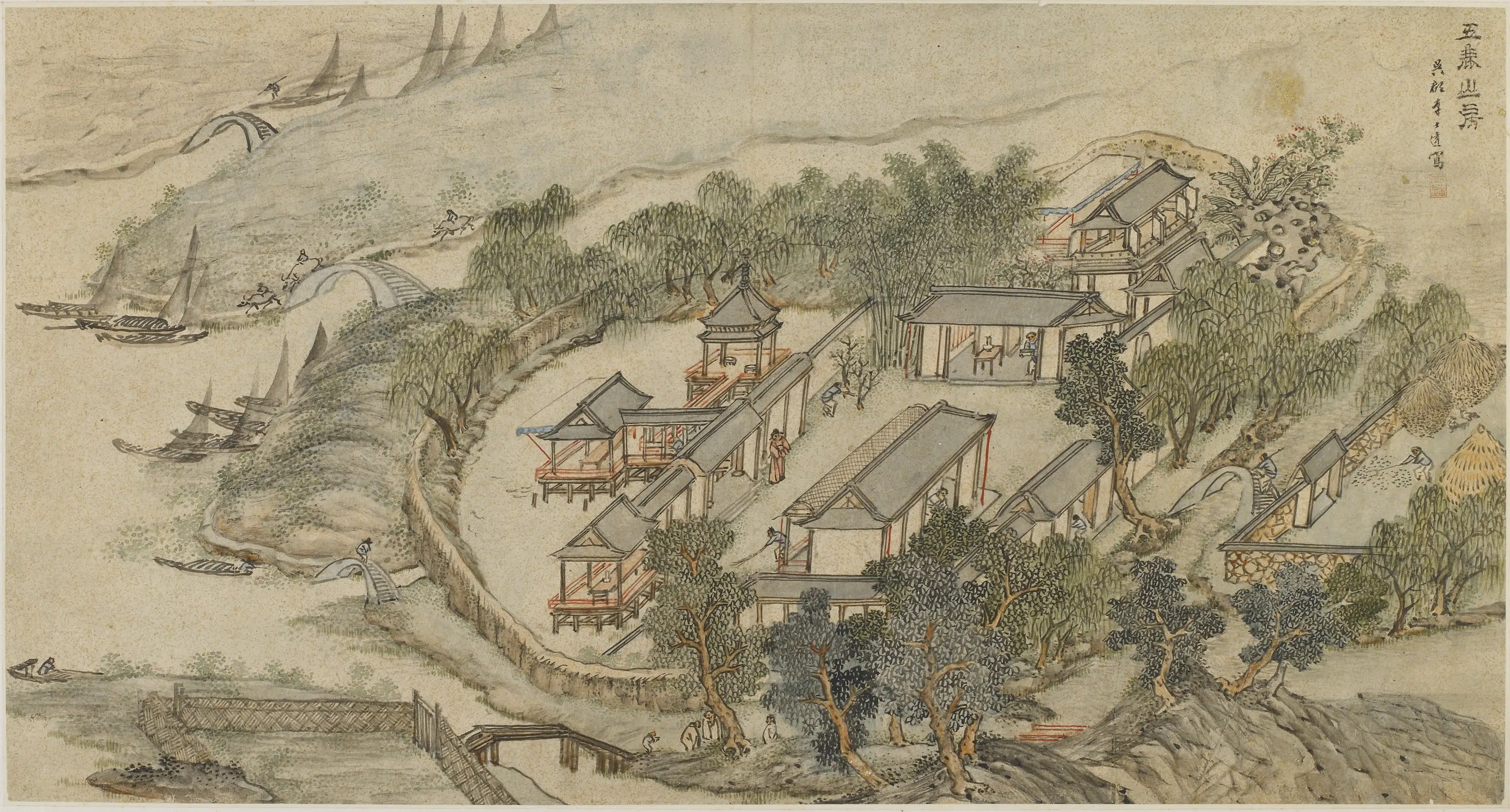 明朝【李士达】《五鹿山房图》