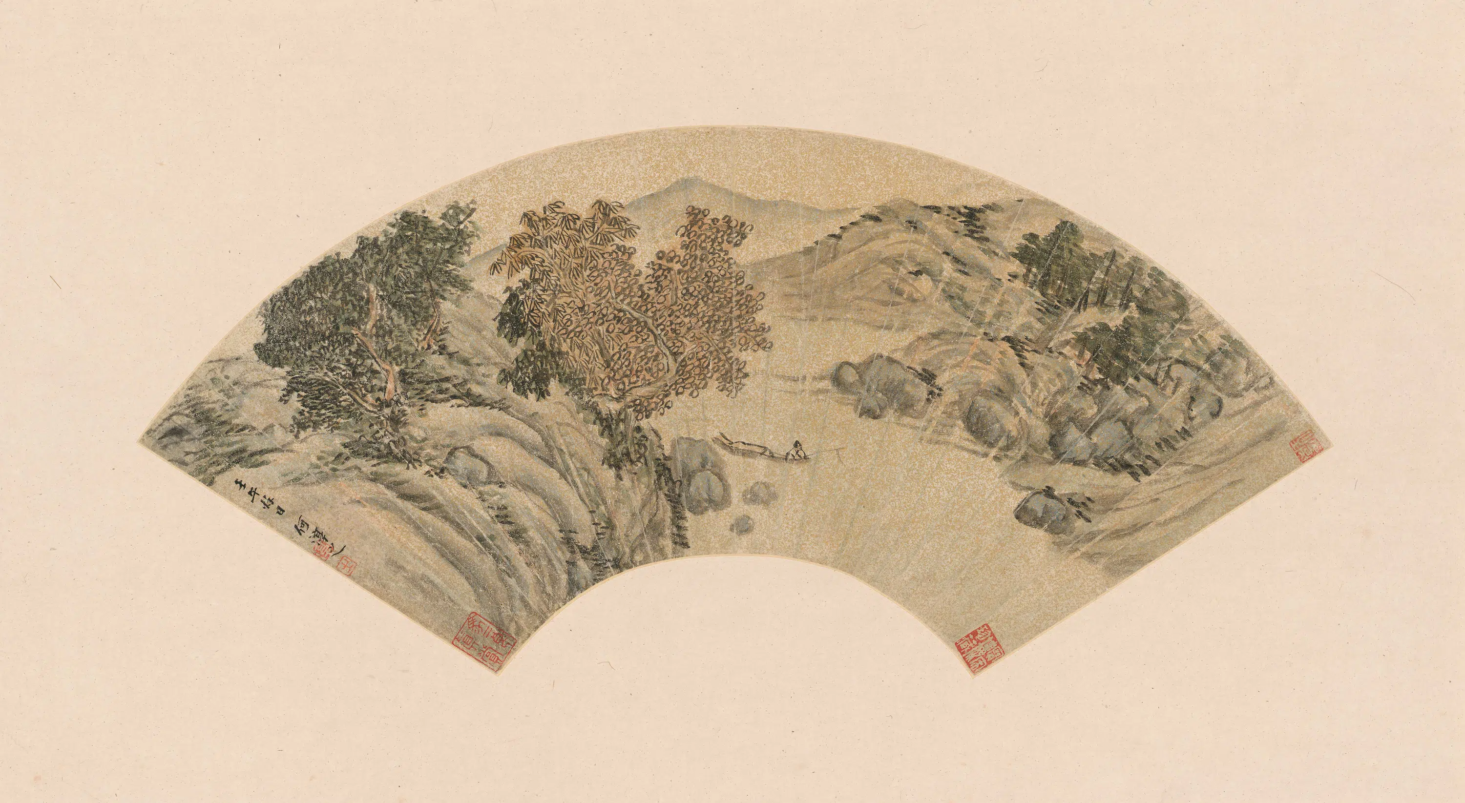 明朝【何淳之】《山水扇》