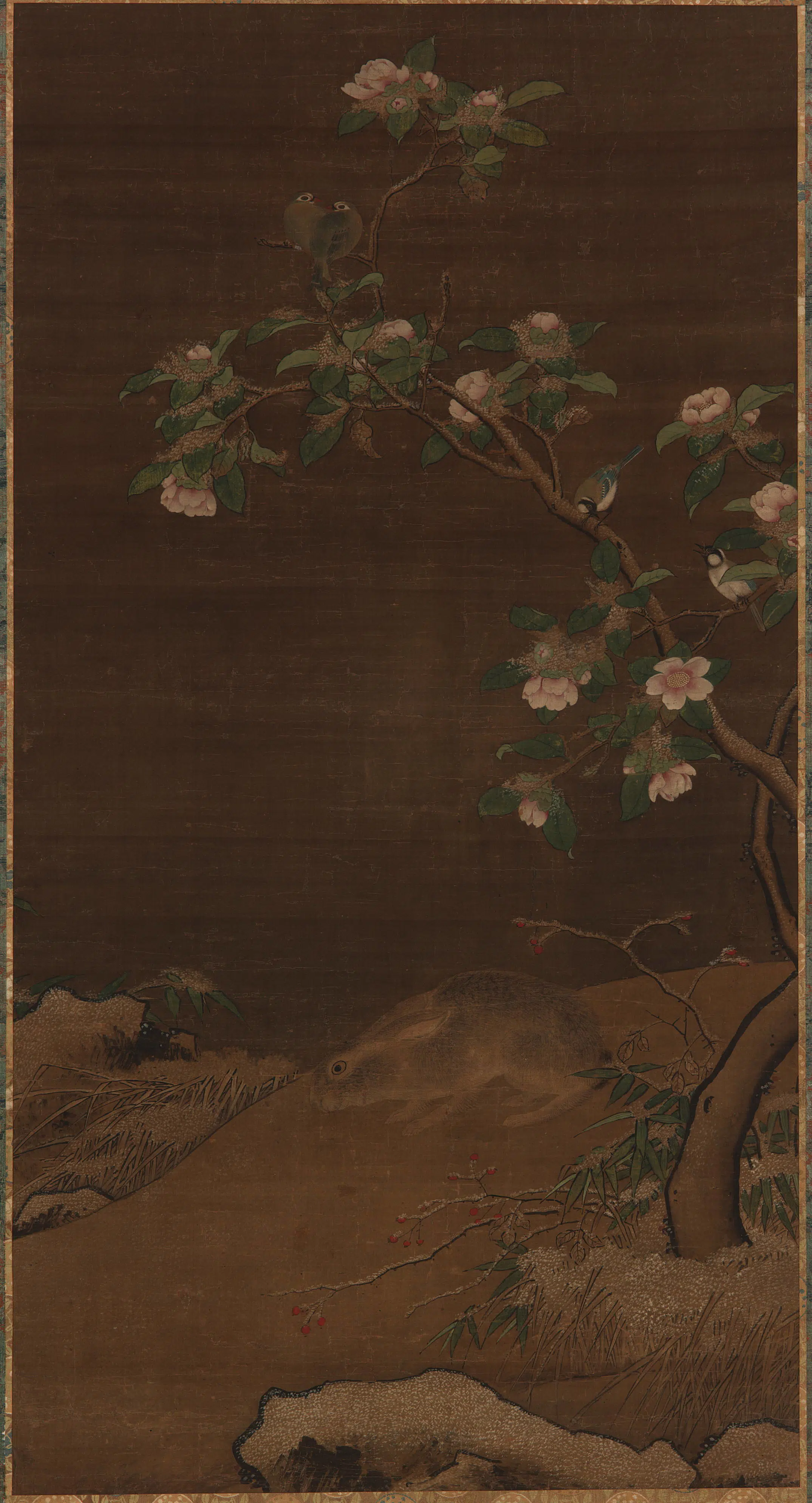 《兔禽山茶图》