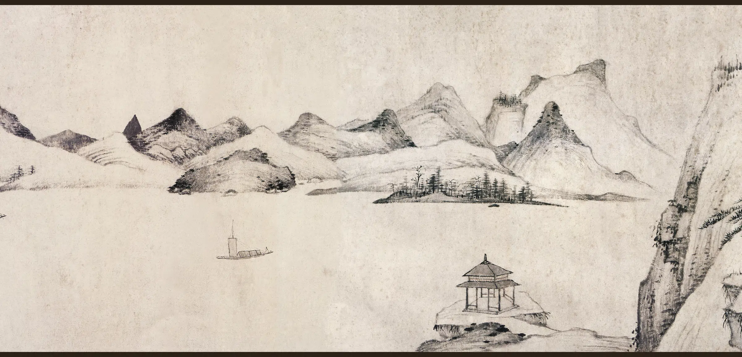 清代【弘仁】《晓江风便图卷纸本》 第3张