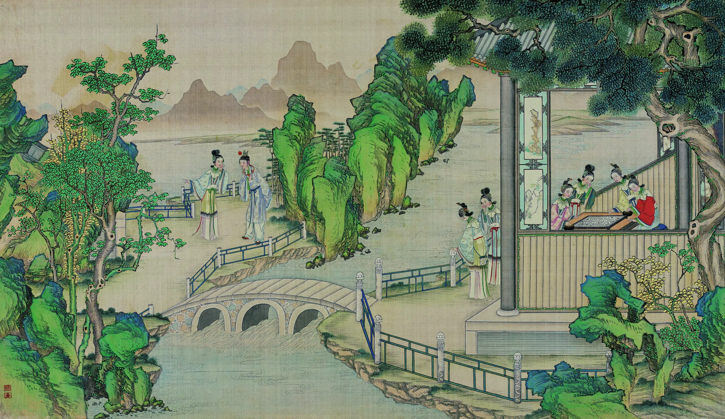 【孙温】《红楼梦图册第二版高清-62酒散暇游观鱼下棋》 第1张