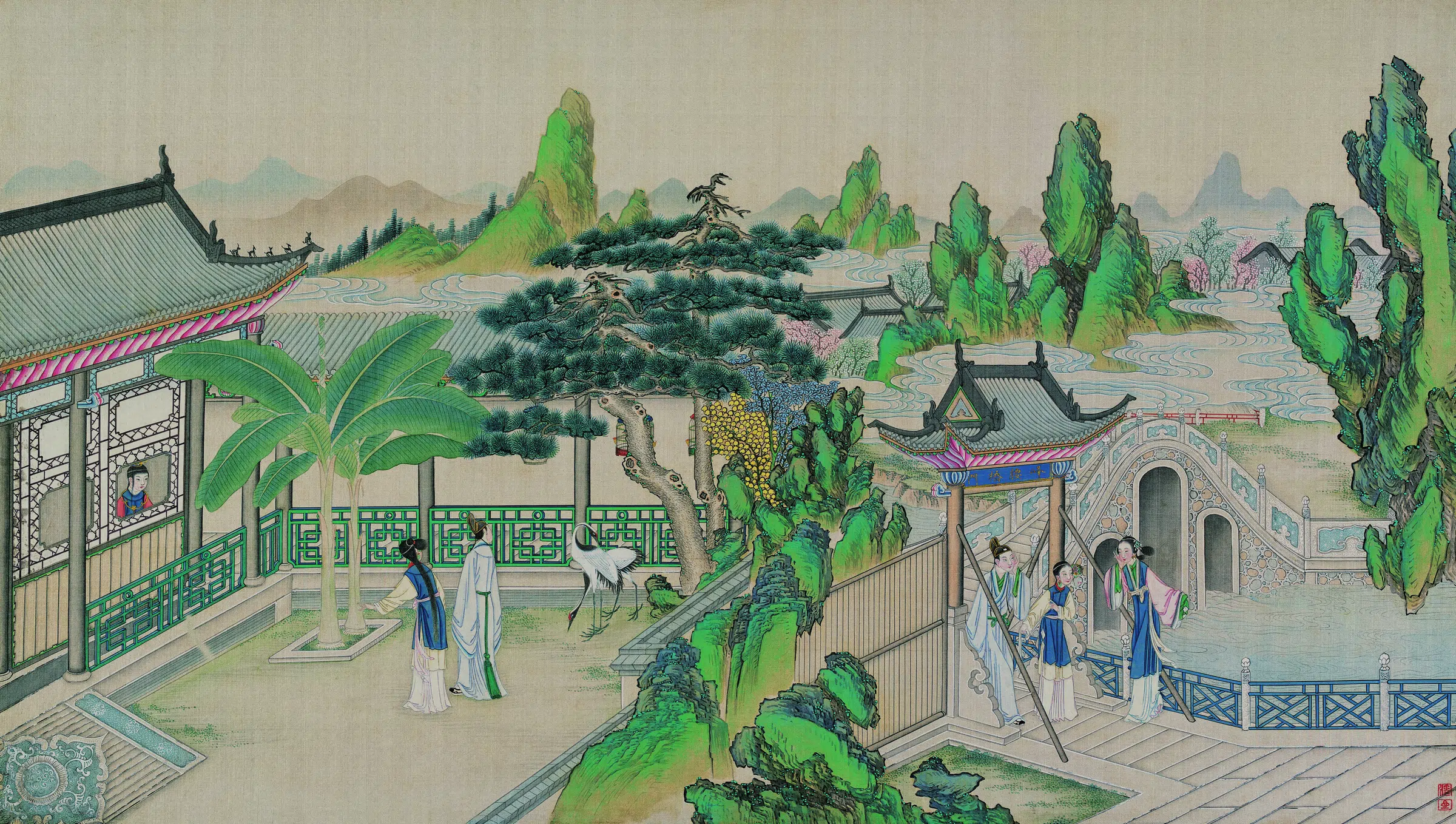 【孙温】《红楼梦图册第二版高清-26蜂腰桥设言传心事》 第1张