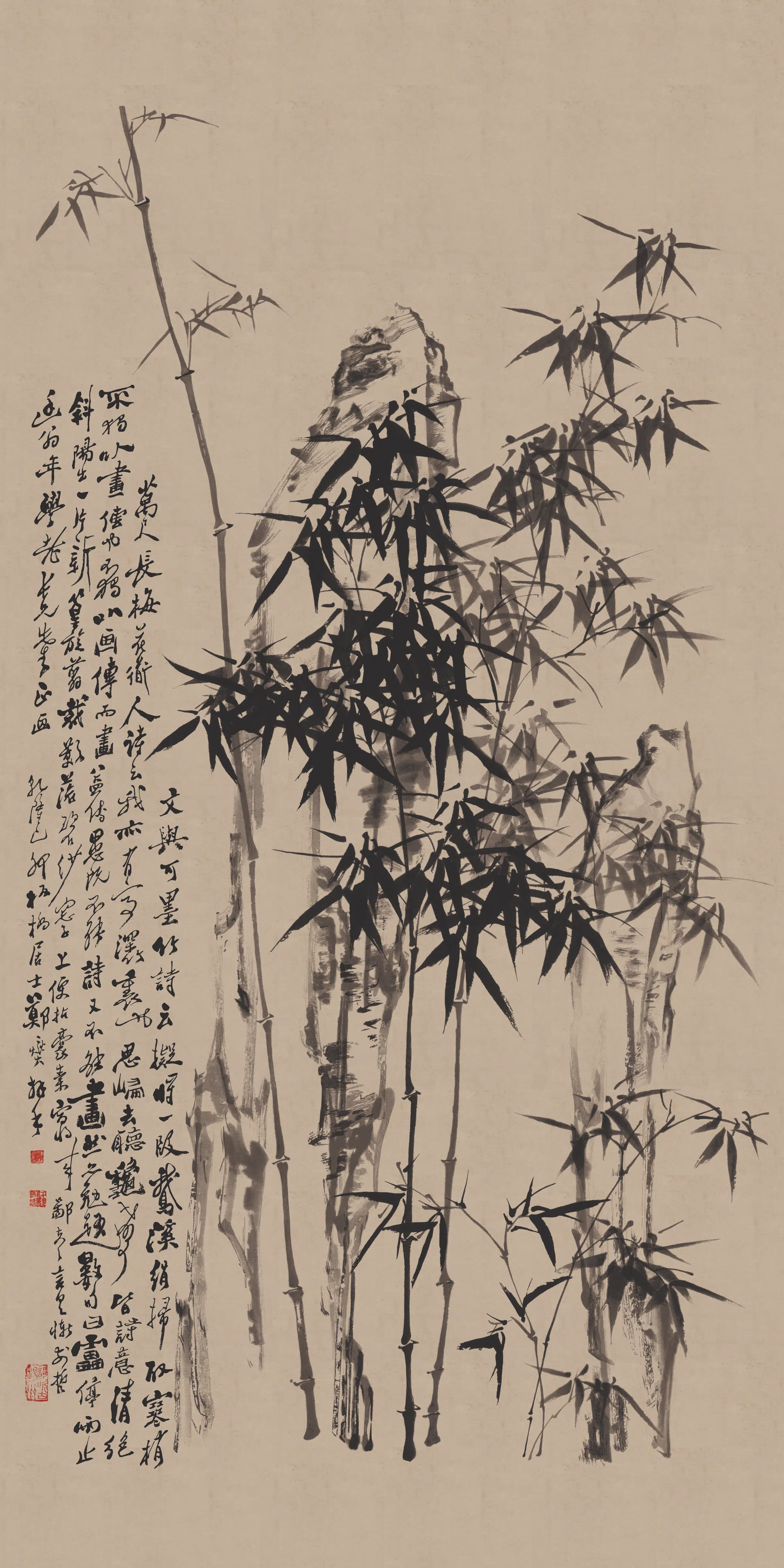 清代【郑板桥】《竹石图轴纸本》