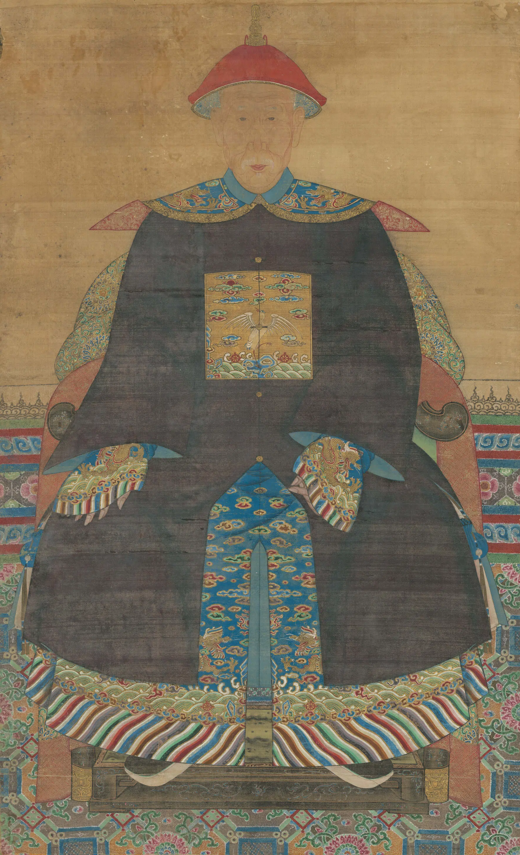 清代【佚名】《肖像画家族四人像轴》 第1张