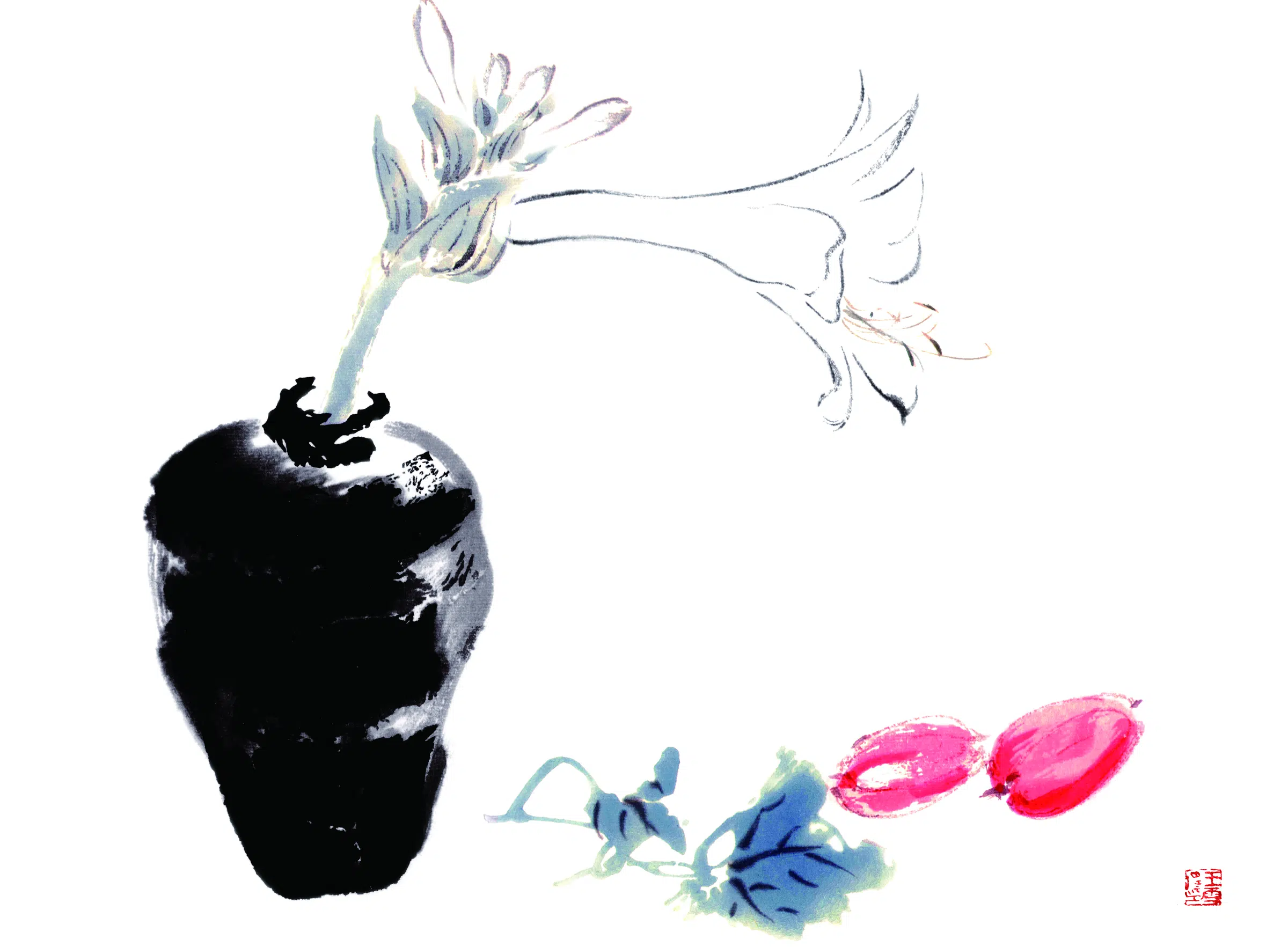 近现代【王雪涛】《玉簪花图》