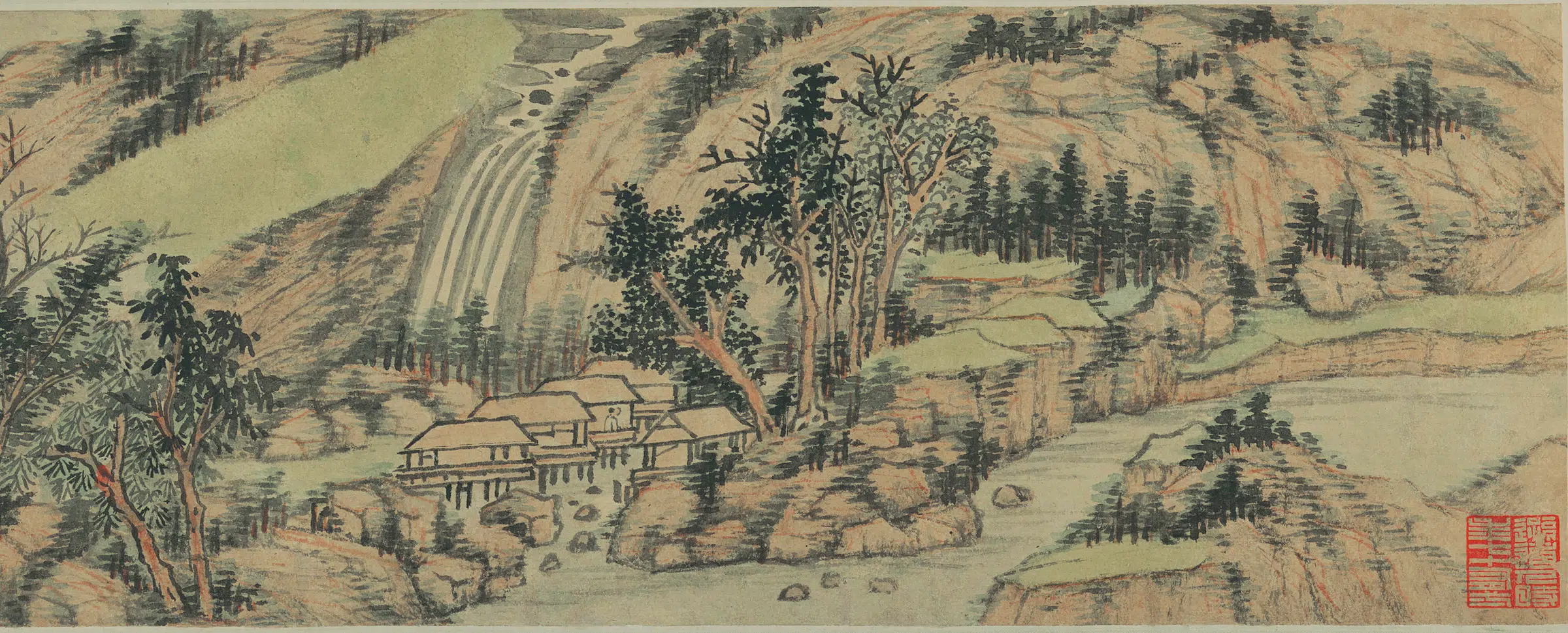清代【王时敏】《浅绛溪山图(全卷)纸本》 第2张 清代【王时敏】《浅绛溪山图(全卷)纸本》 第2张