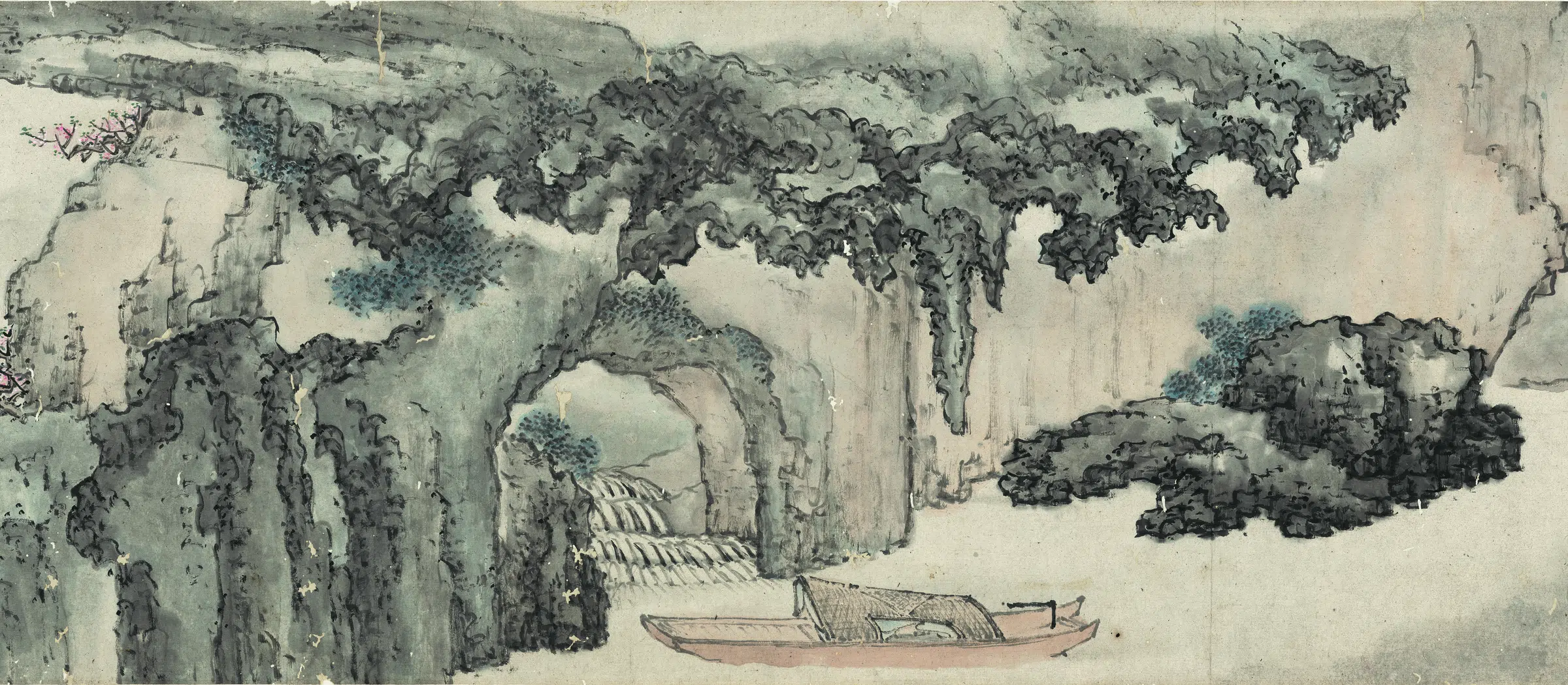 清代【黄夔】《山水人物手卷(桃花源图)》 第6张