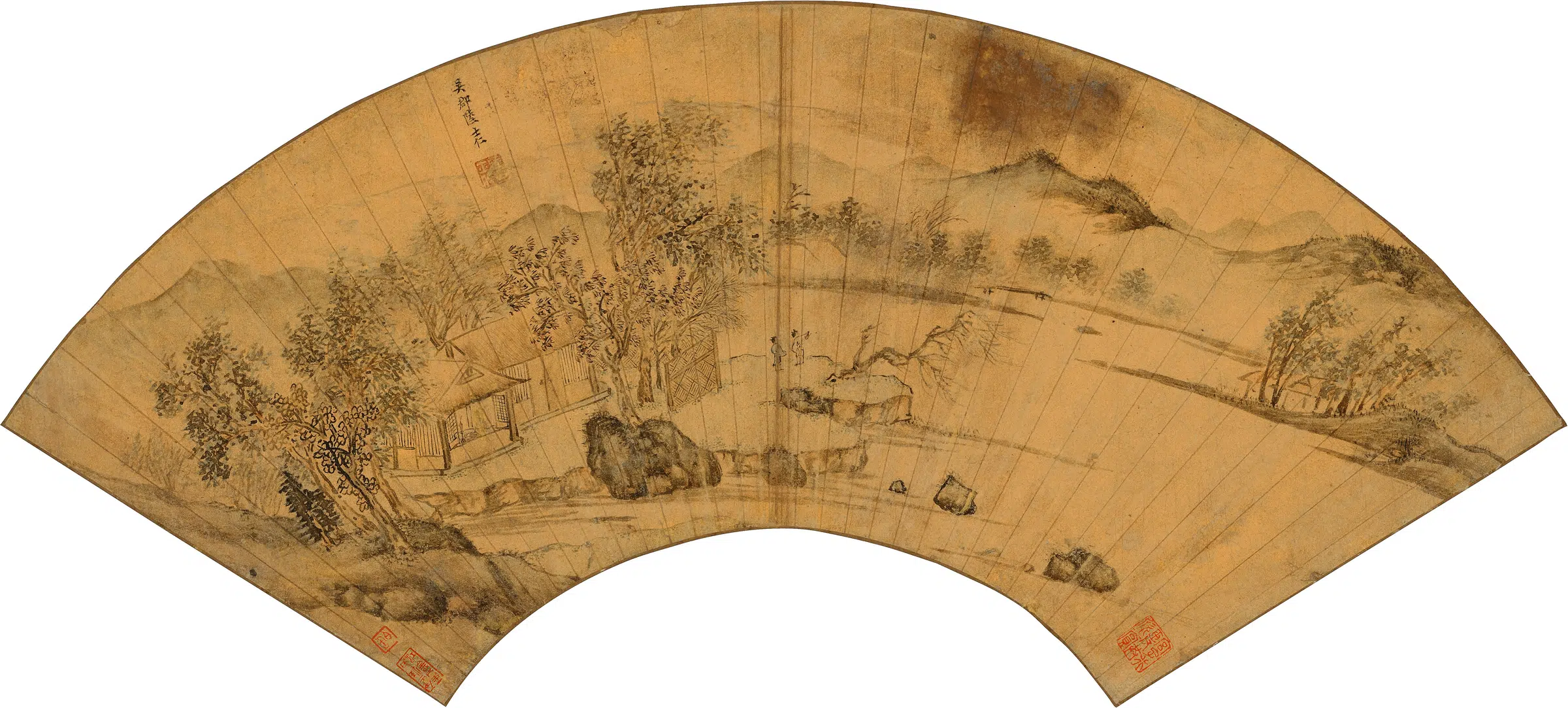 明朝【陆士仁】《秋夜景物图扇面》