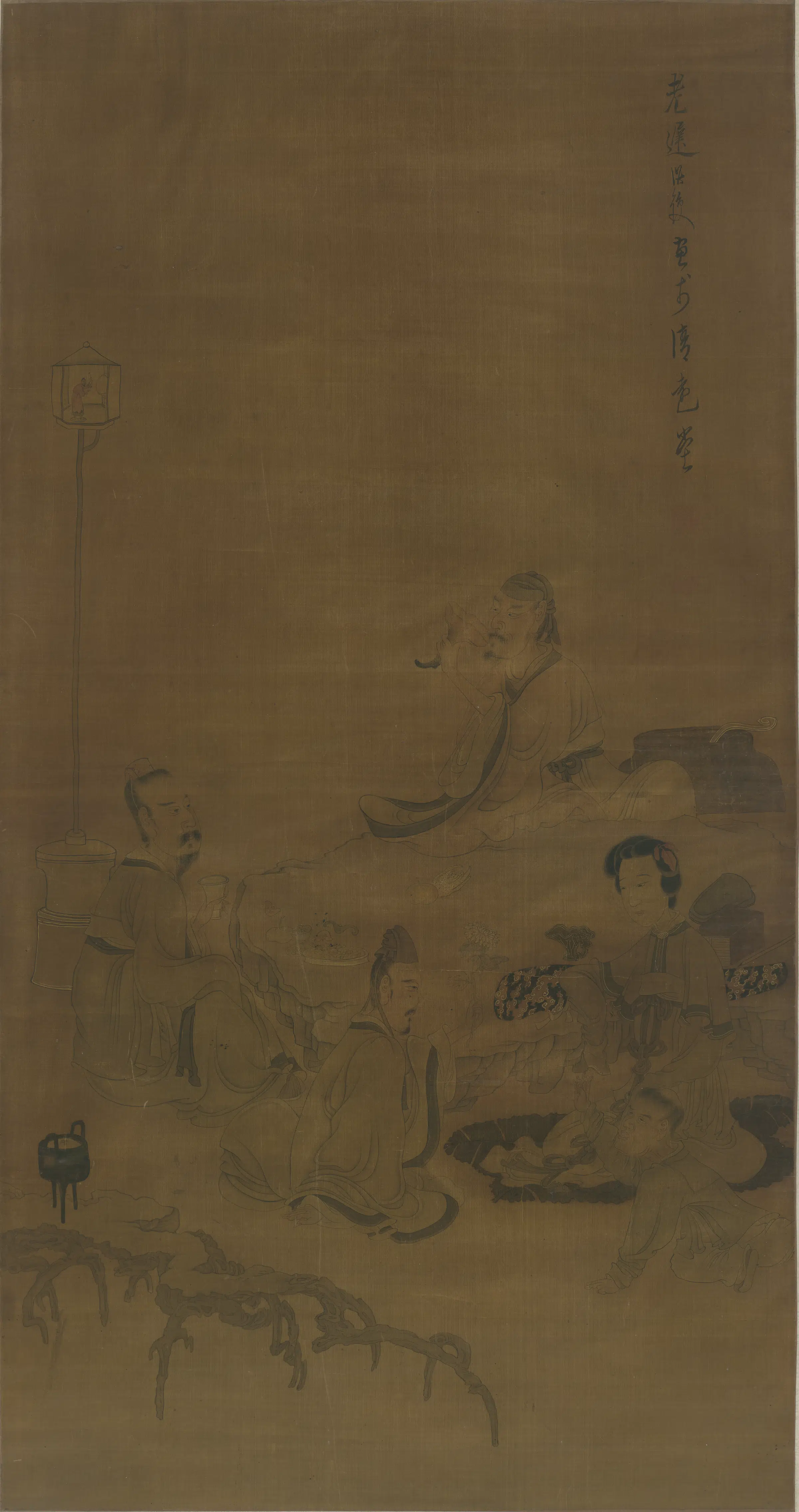 近代【陈洪绶】《斗酒图（宴饮图）》