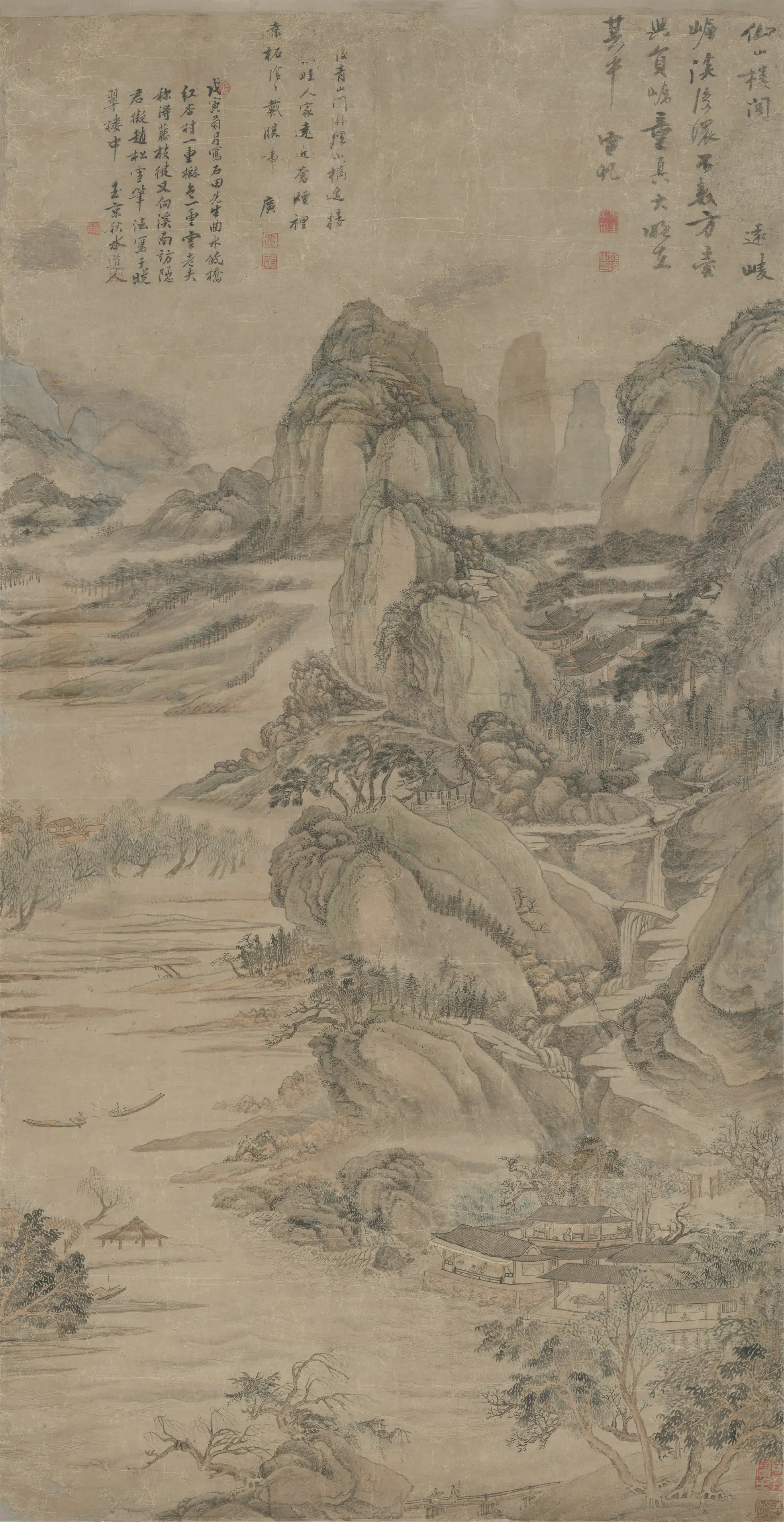 清代【周璋】《仙山楼阁山水轴》