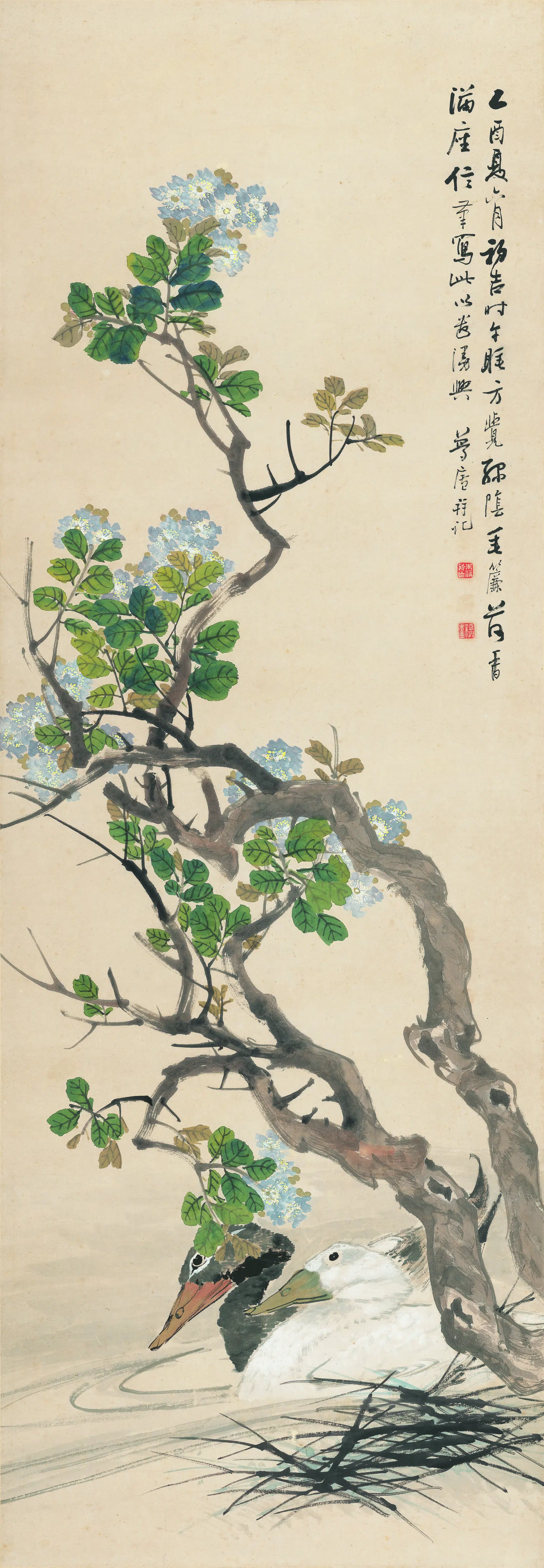 【朱偁】《紫薇双鸭图》 第1张 【朱偁】《紫薇双鸭图》 第1张
