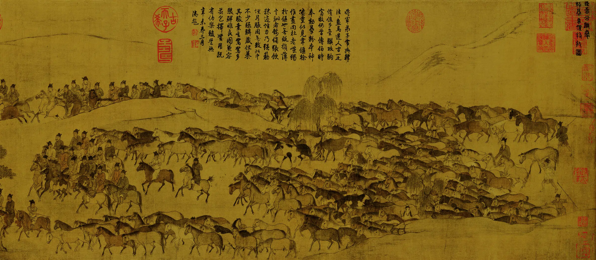 北宋【李公麟】《临韦偃牧放图卷(绢本)》 第4张 北宋【李公麟】《临韦偃牧放图卷(绢本)》 第4张