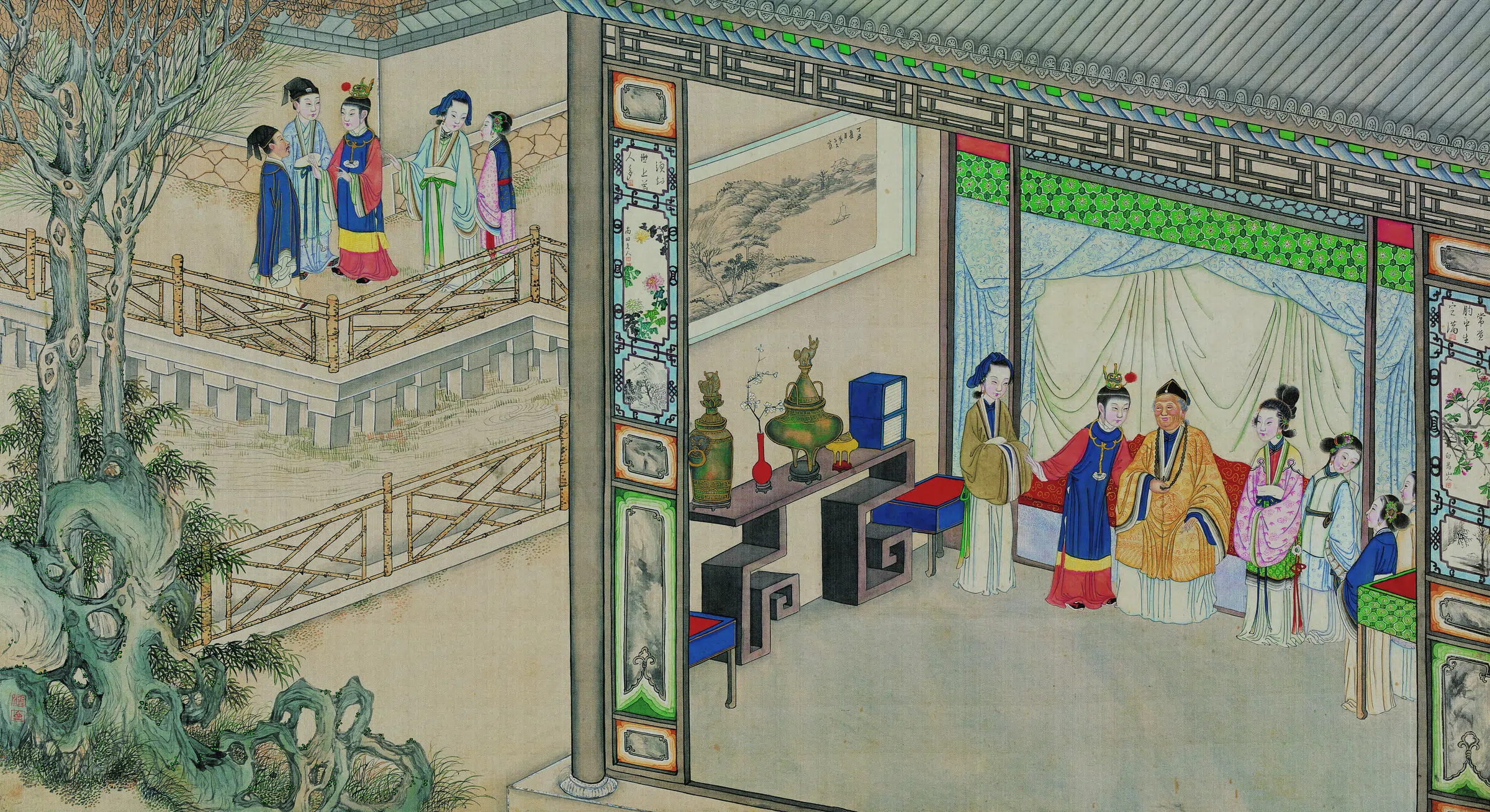 【孙温】《红楼梦图册第二版高清-08宝凤回家称赞秦钟》 第1张