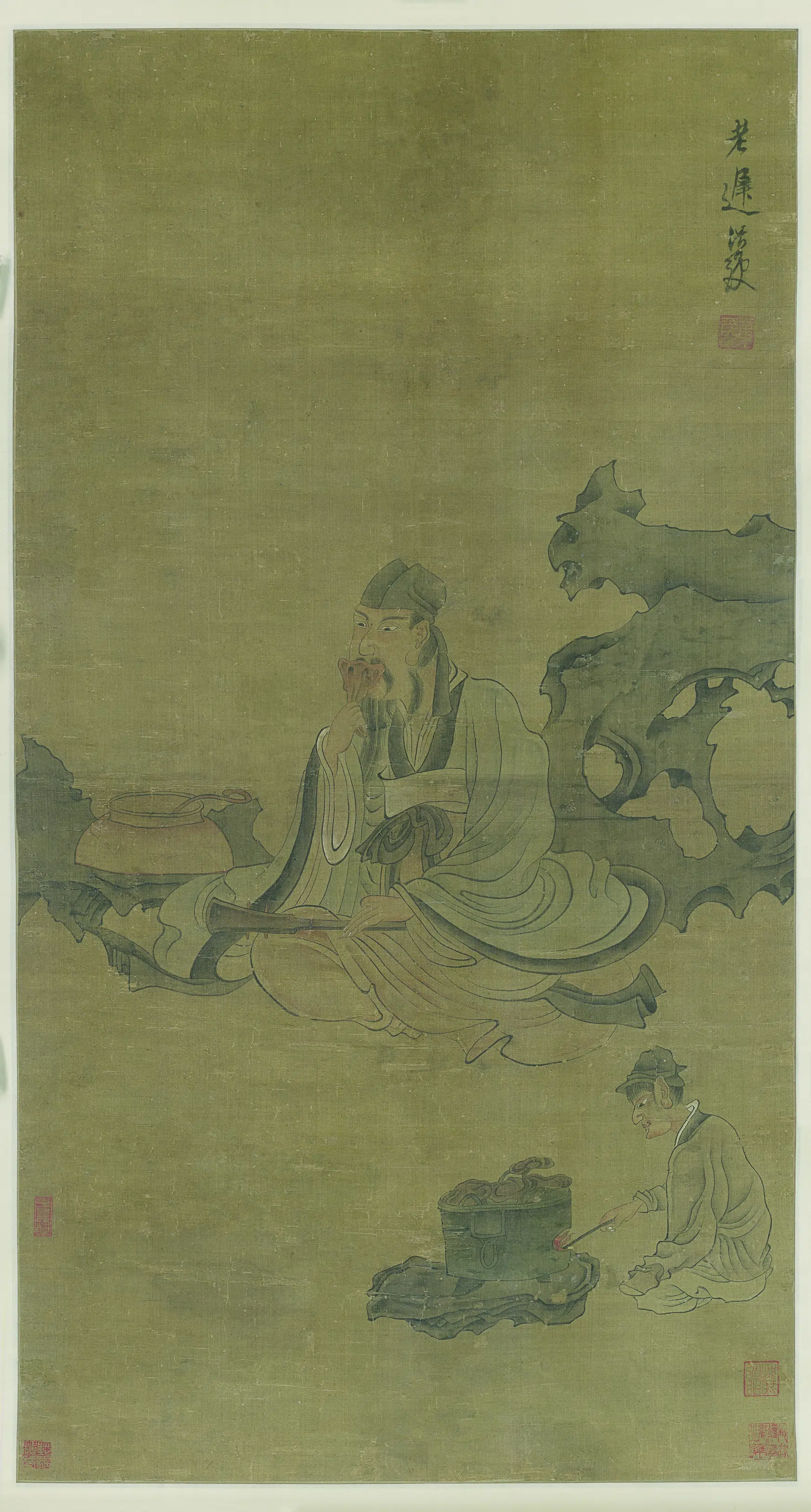 明朝【陈老莲】《老迟像图轴(绢本)》