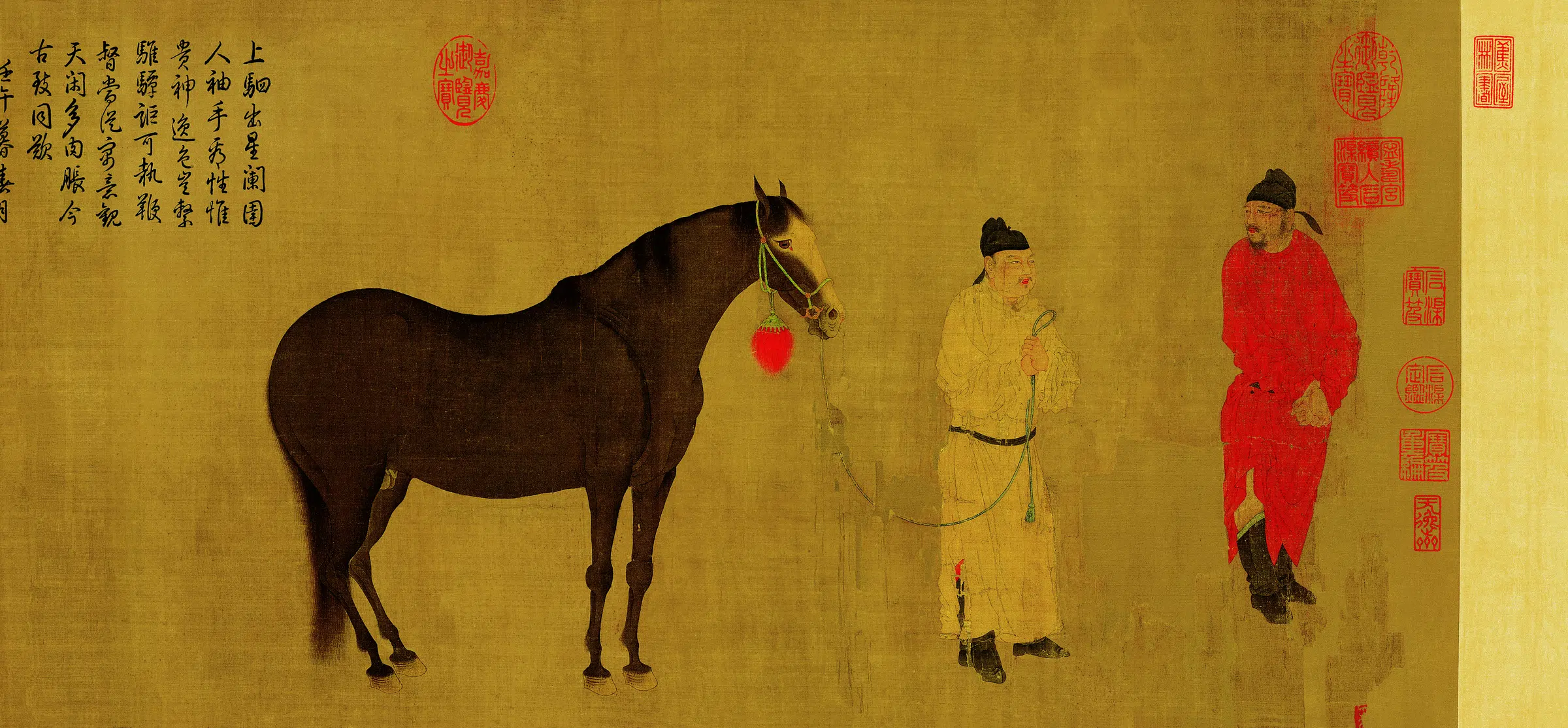 元代【任仁发】《出圉图绢本》 第3张
