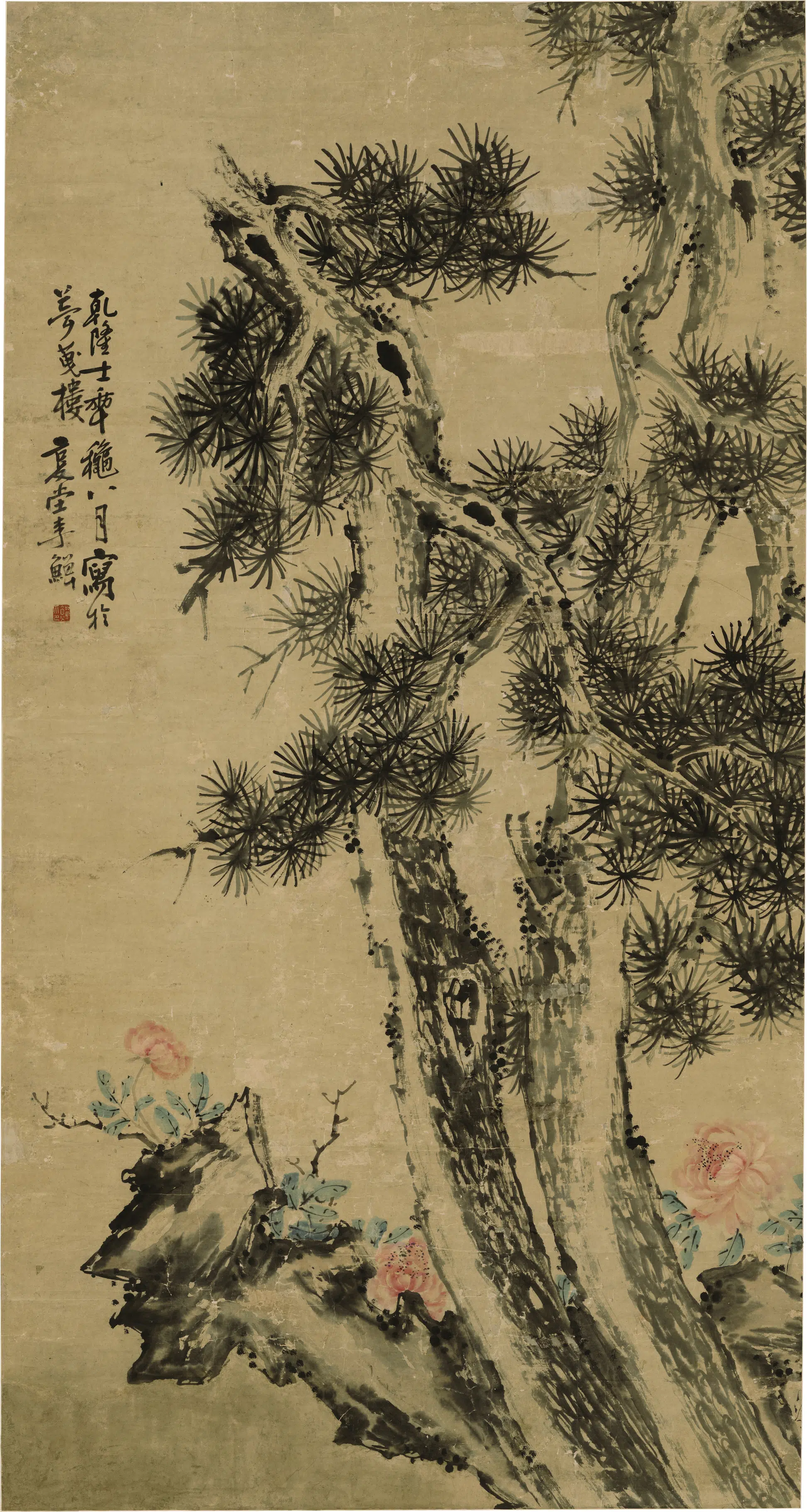 清代【李鱓】《松石牡丹图轴》