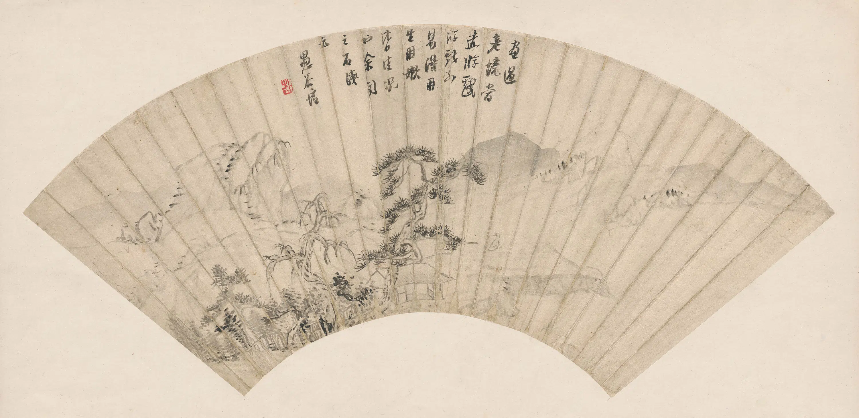 清代【柳堉】《游戏山水扇面》 第1张