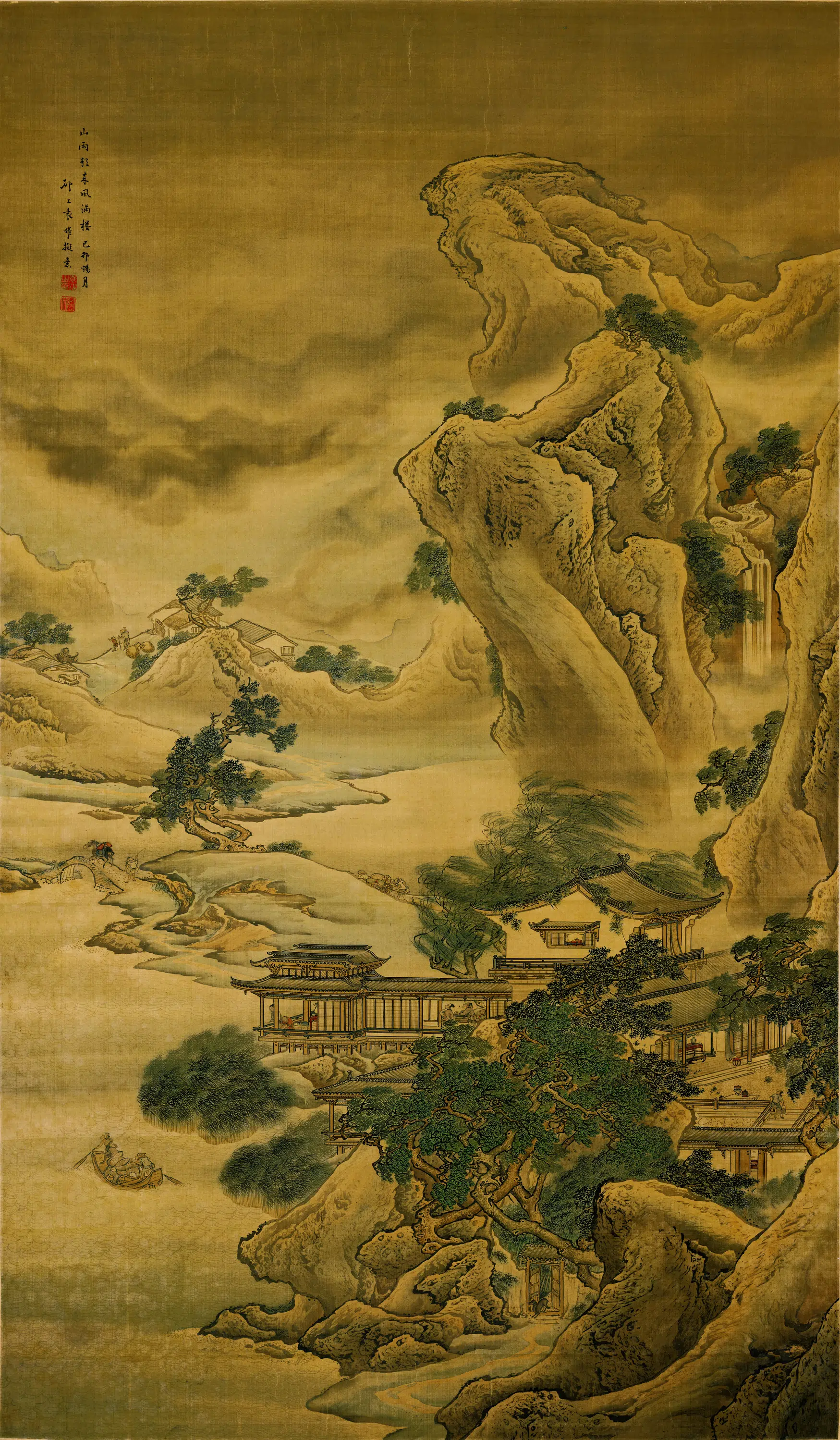 清代【袁耀】《山雨欲来图轴(绢本)》