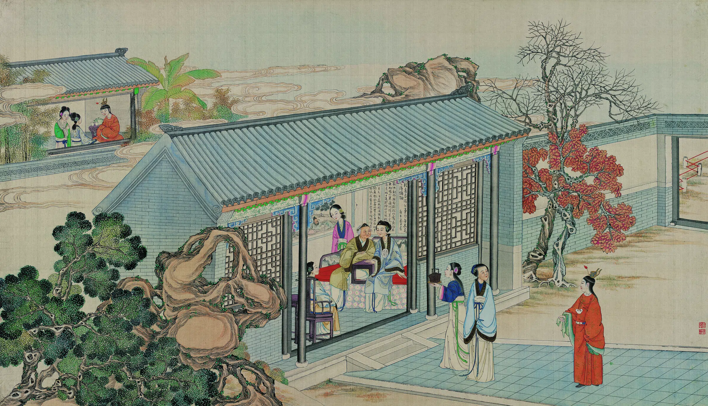 【孙温】《红楼梦图册第二版高清-91谈亲事宝玉适归来》 第1张