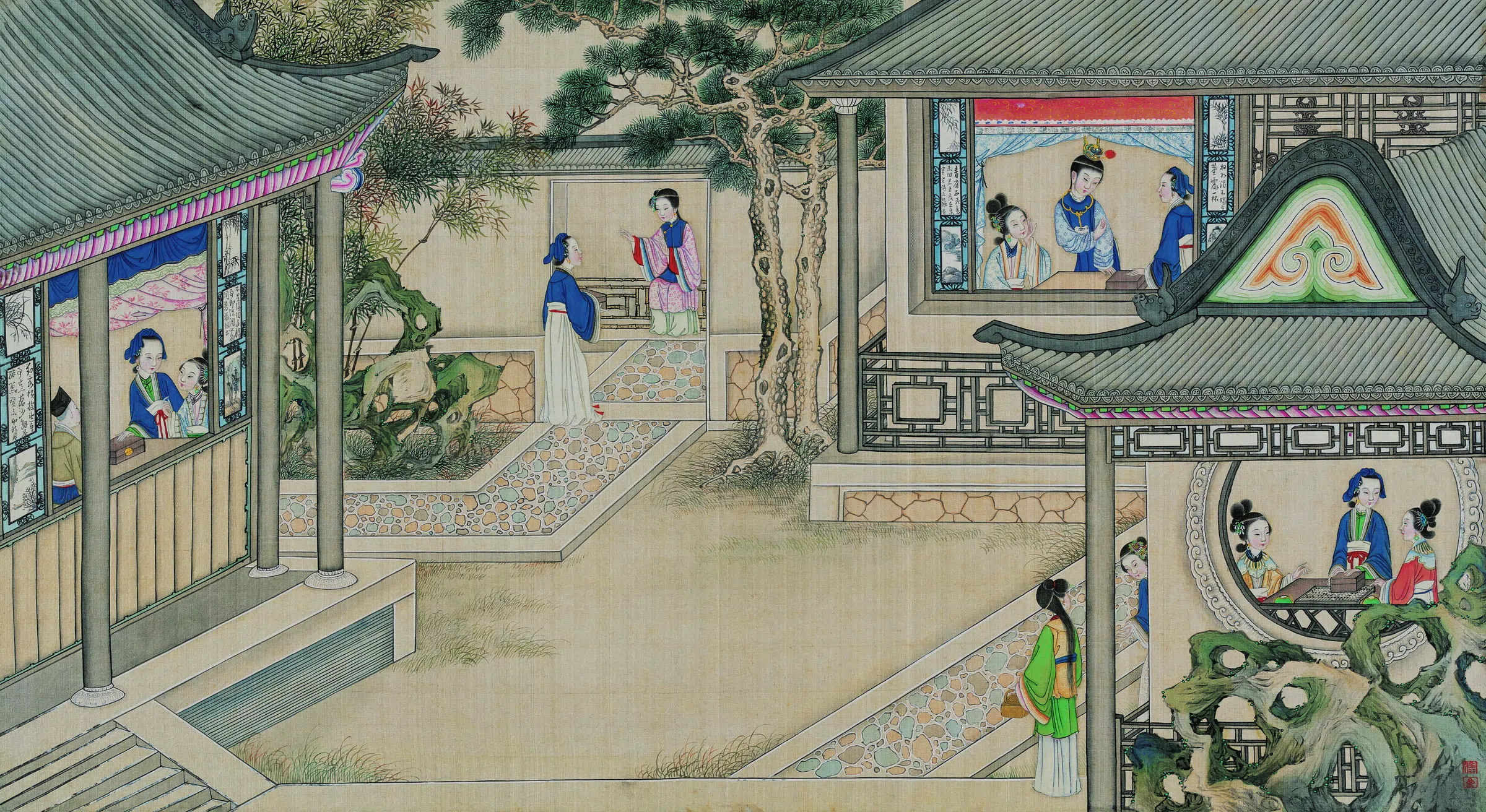 【孙温】《红楼梦图册第二版高清-07-周瑞送各姊妹宫花》 第1张