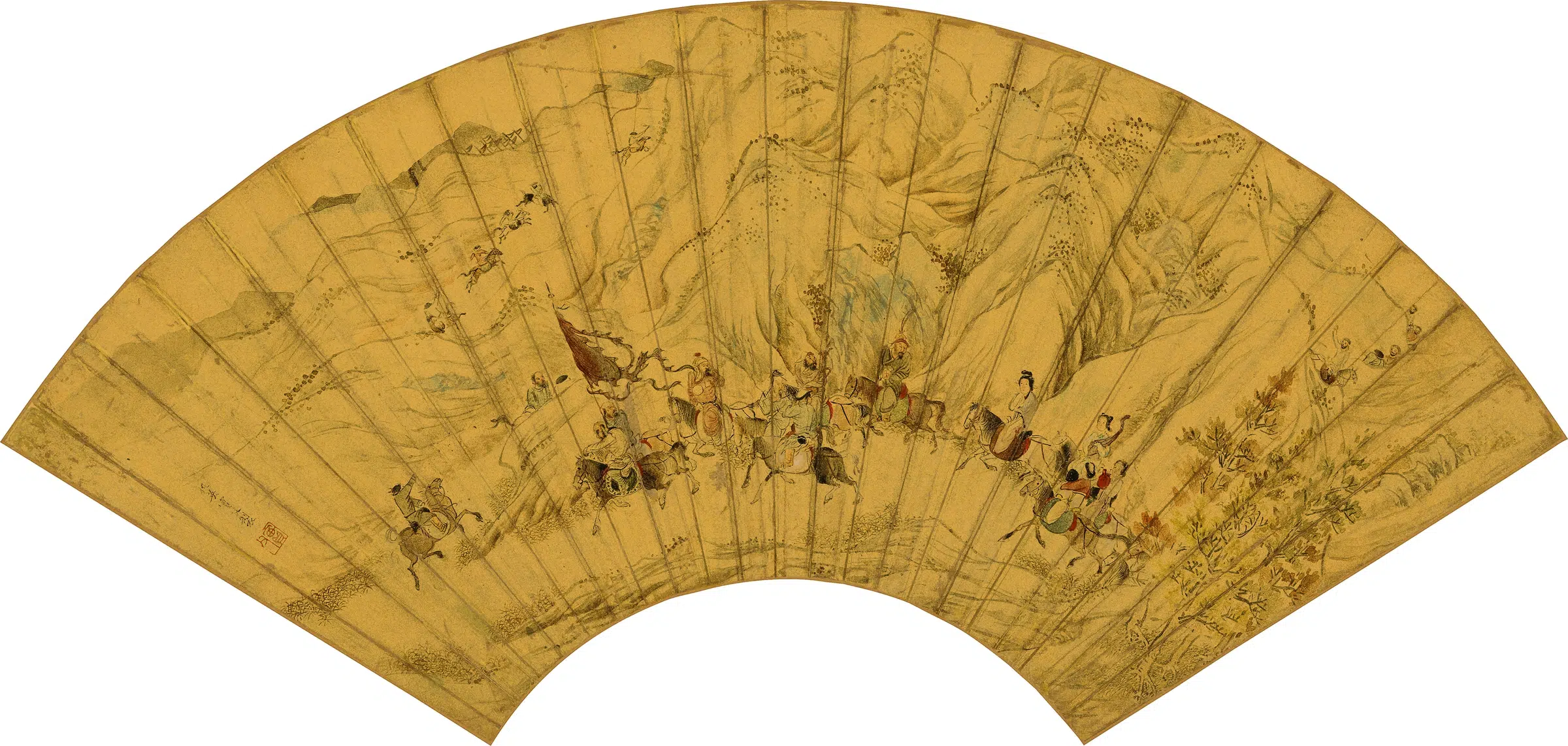明朝【仇英】《文姬归汉图扇面》