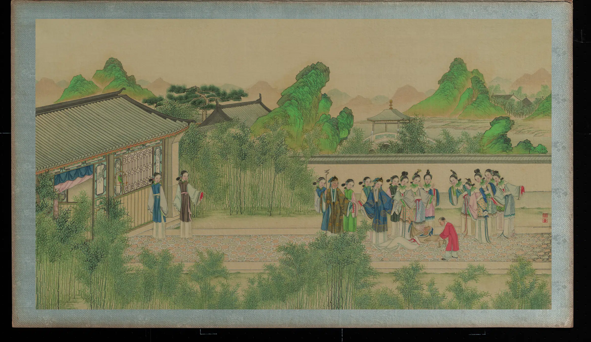 【孙温】《红楼梦画册绢本-刘老老初游潇湘游》 第1张