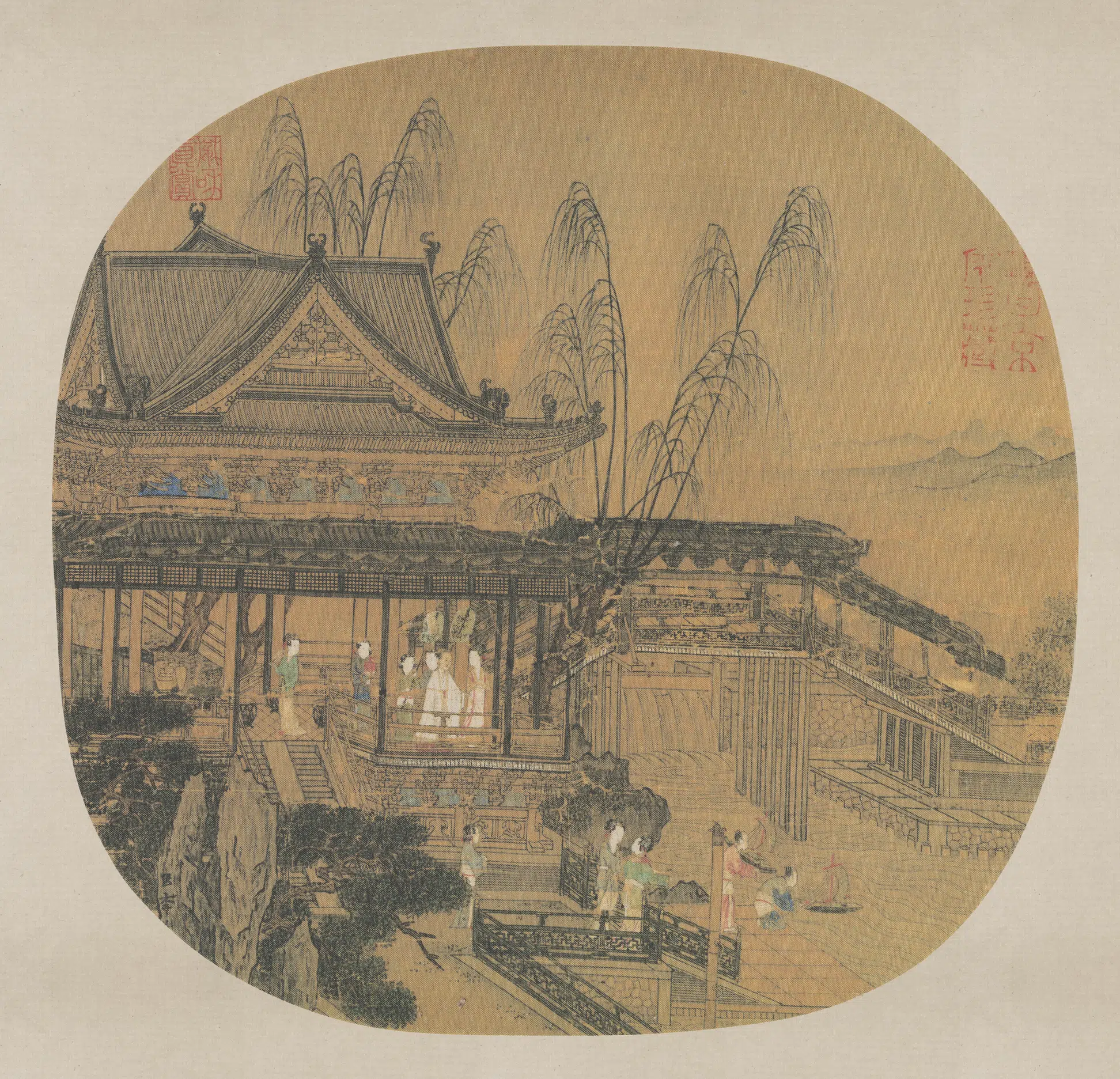 宋代【李嵩】《水殿招凉图(绢本)》