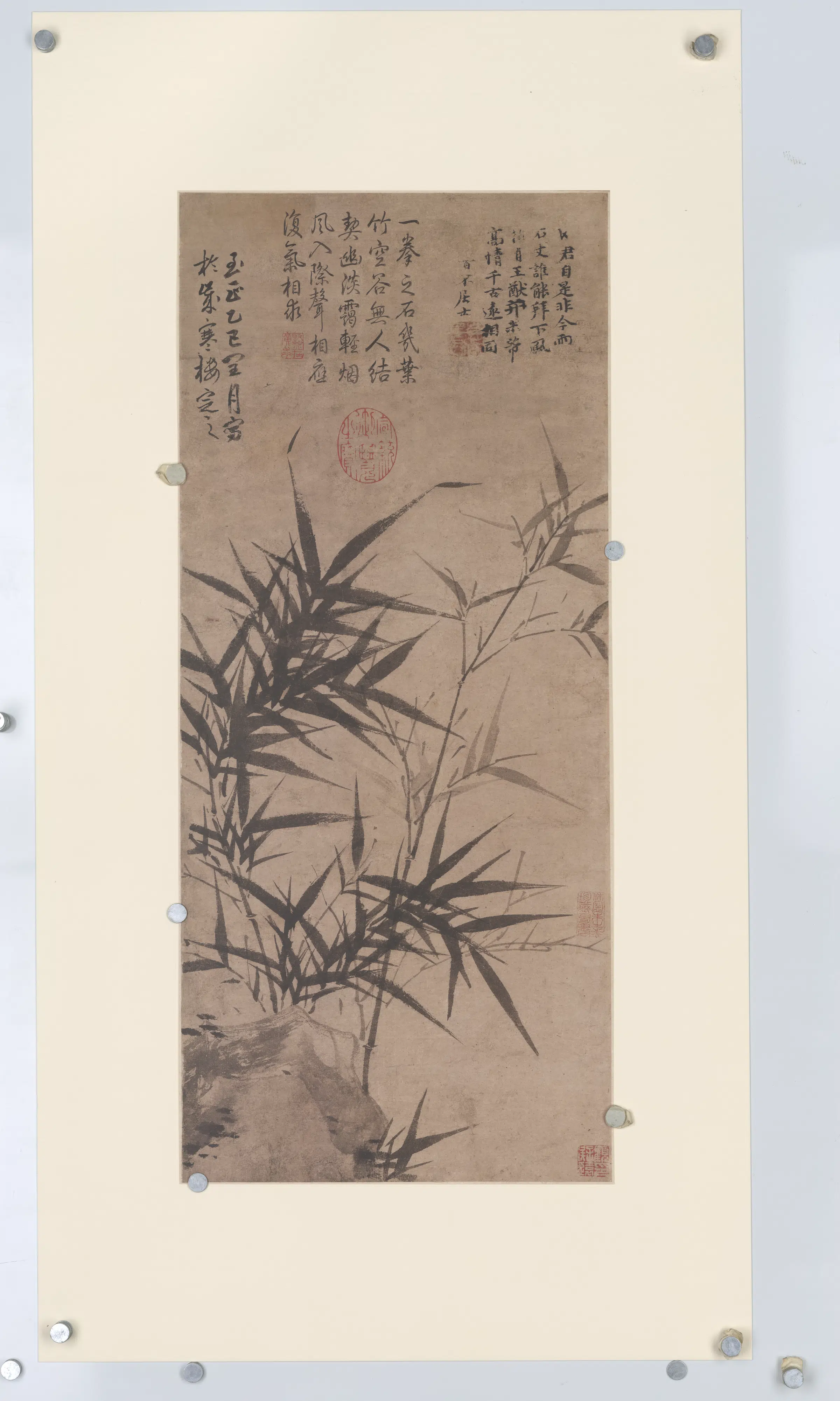 元朝【顾安】《拳石新篁图》