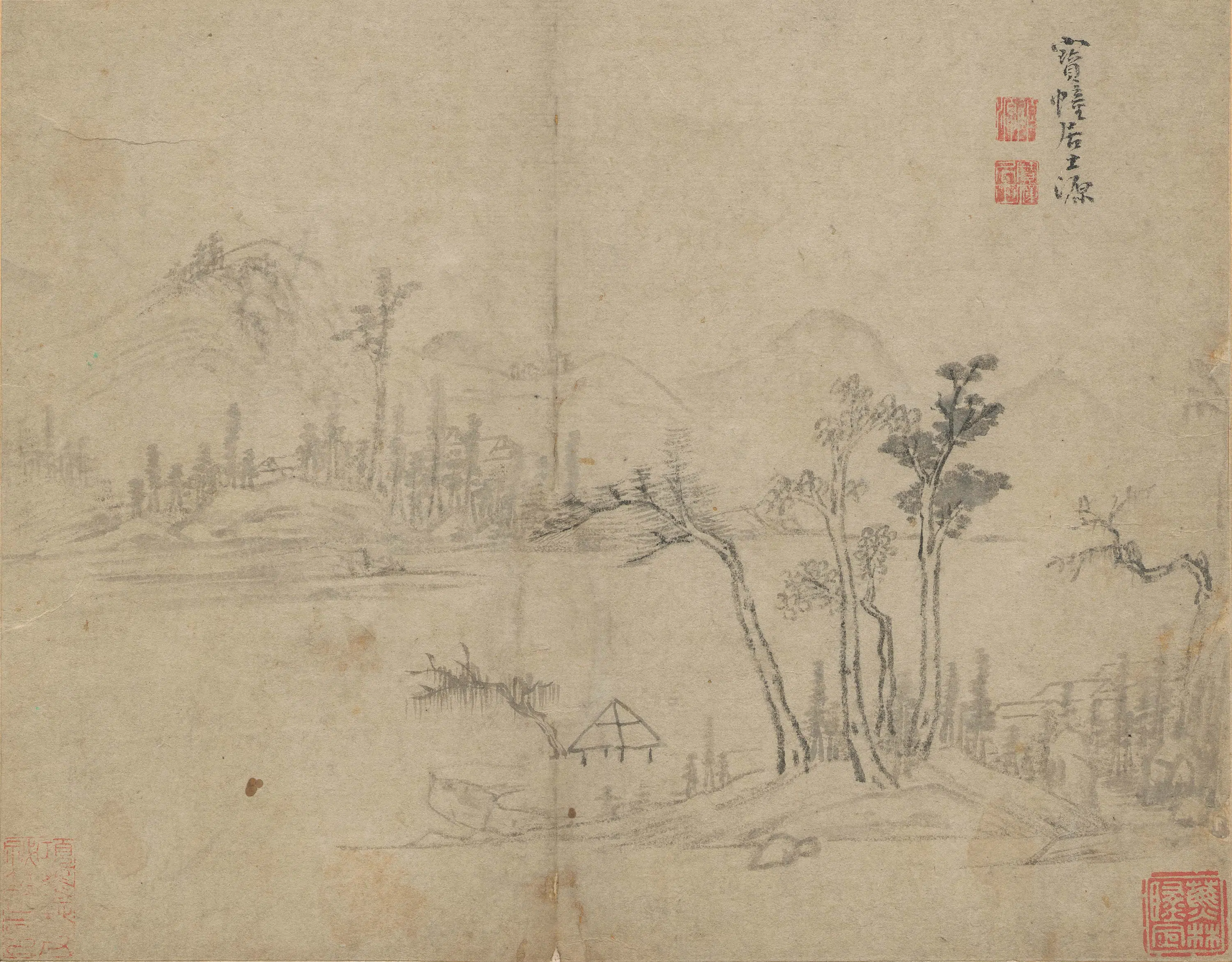 明朝【顾源】《溪山凉亭》 第1张