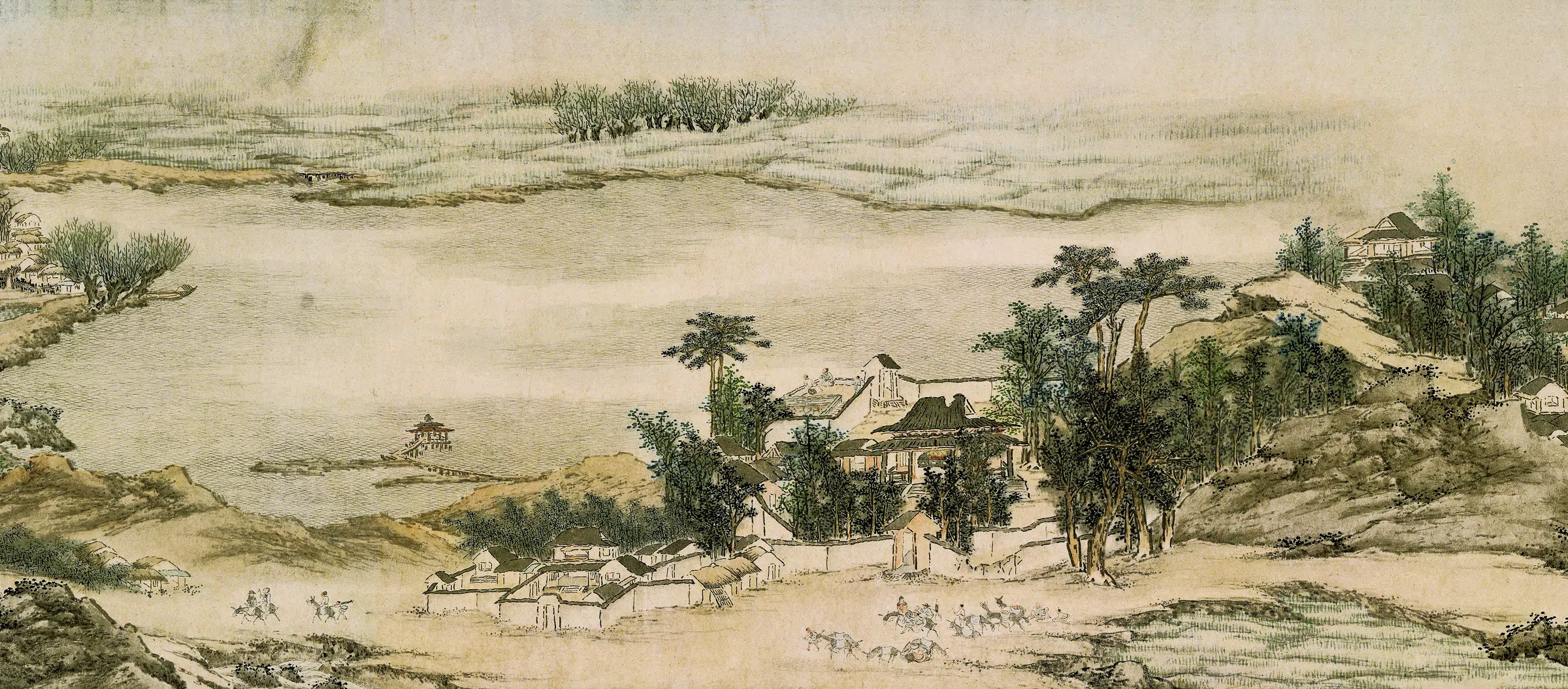 清代【吴宏】《燕子矶莫愁湖二景图》 第5张 清代【吴宏】《燕子矶莫愁湖二景图》 第5张
