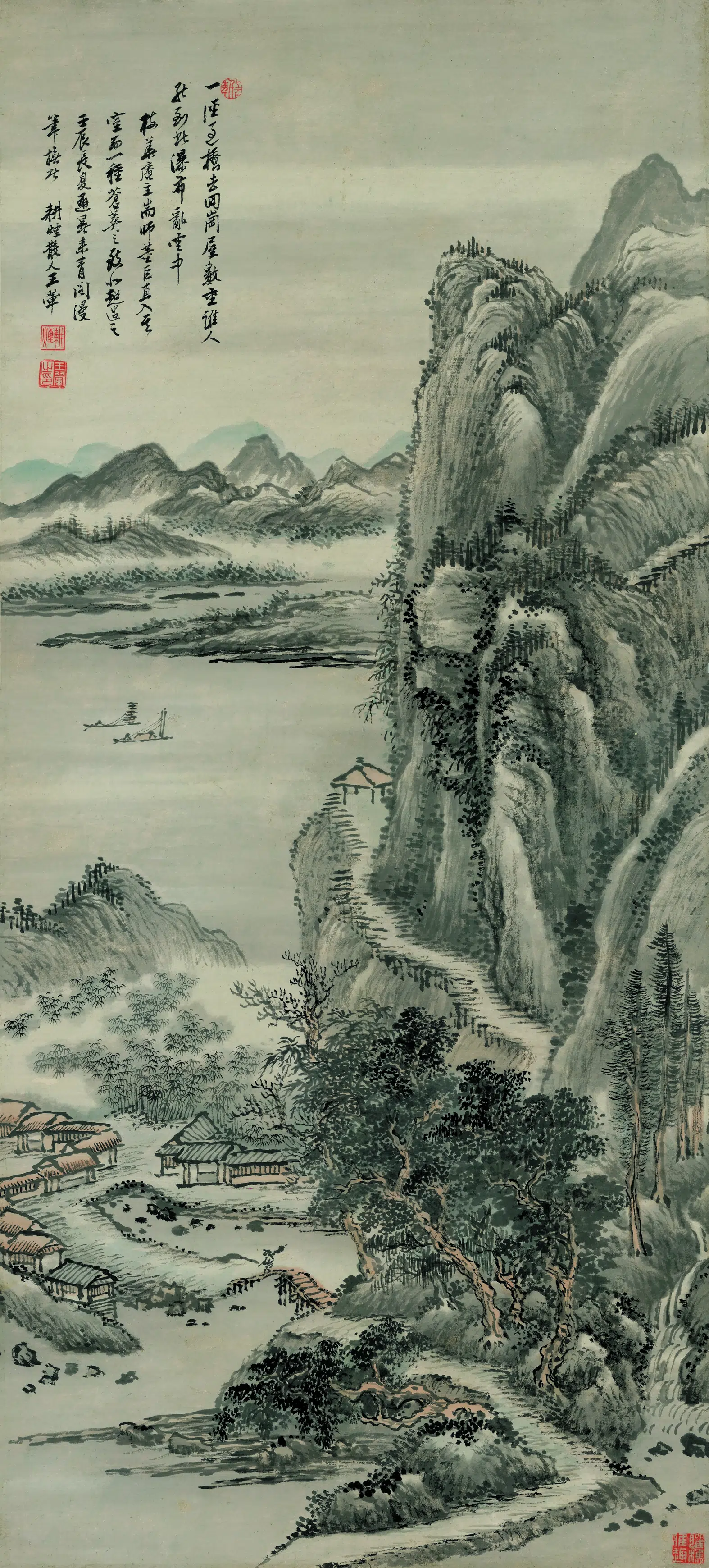 清代【王翚】《一径至桥去图》