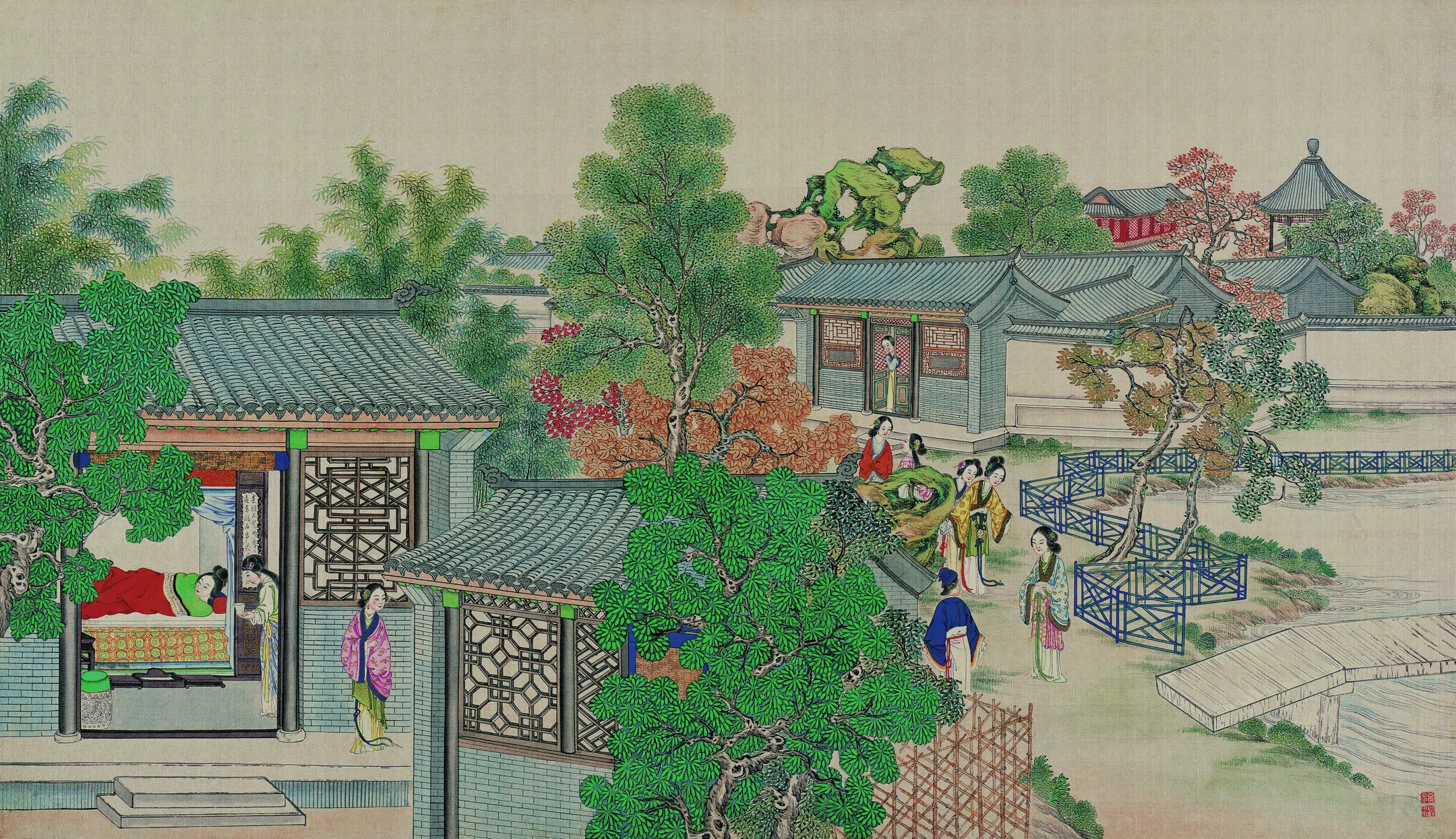 【孙温】《红楼梦图册第二版高清-82-83林黛玉卧病潇湘馆》 第1张