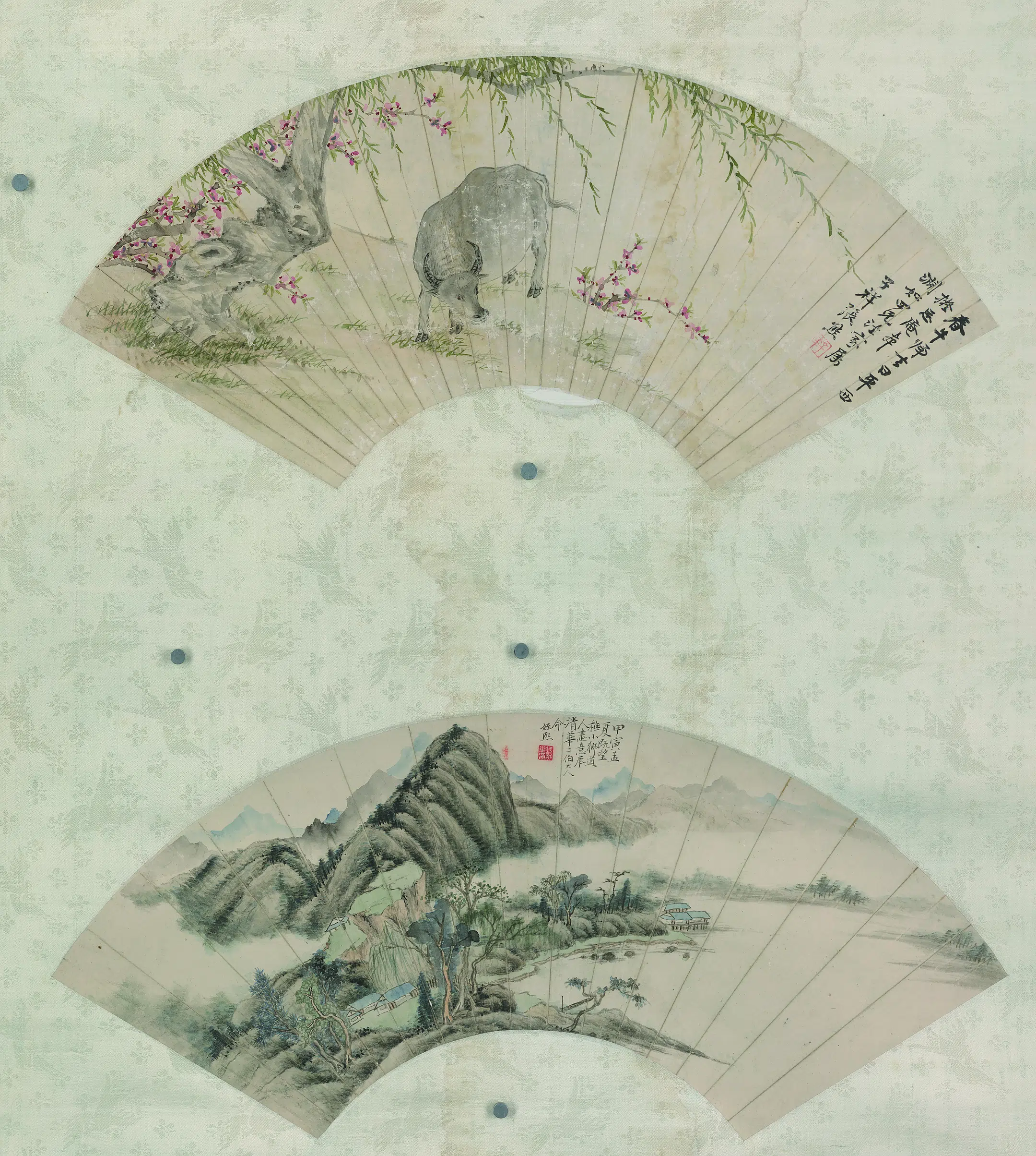 清代【张熊】《画牛扇面》