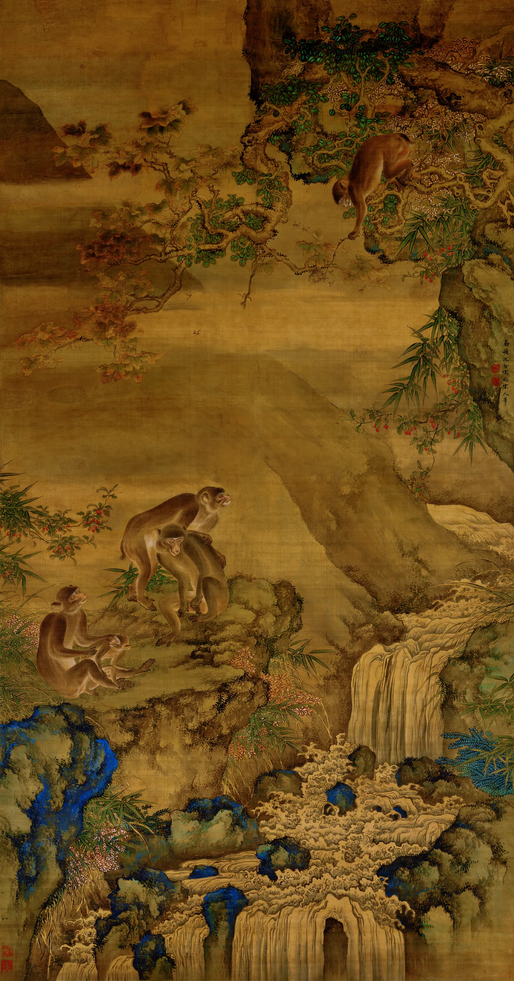 清代【沈铨】《蜂猴图绢本》