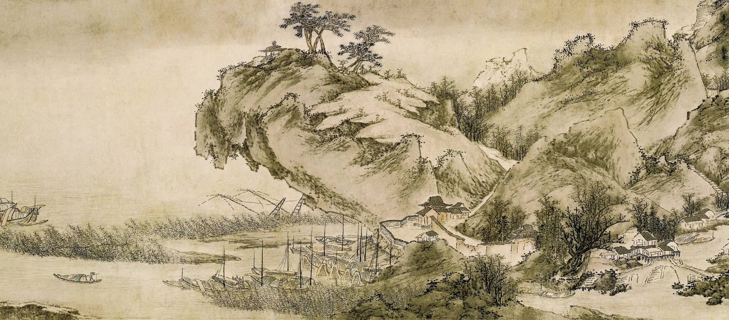 清代【吴宏】《燕子矶莫愁湖二景图》 第2张 清代【吴宏】《燕子矶莫愁湖二景图》 第2张