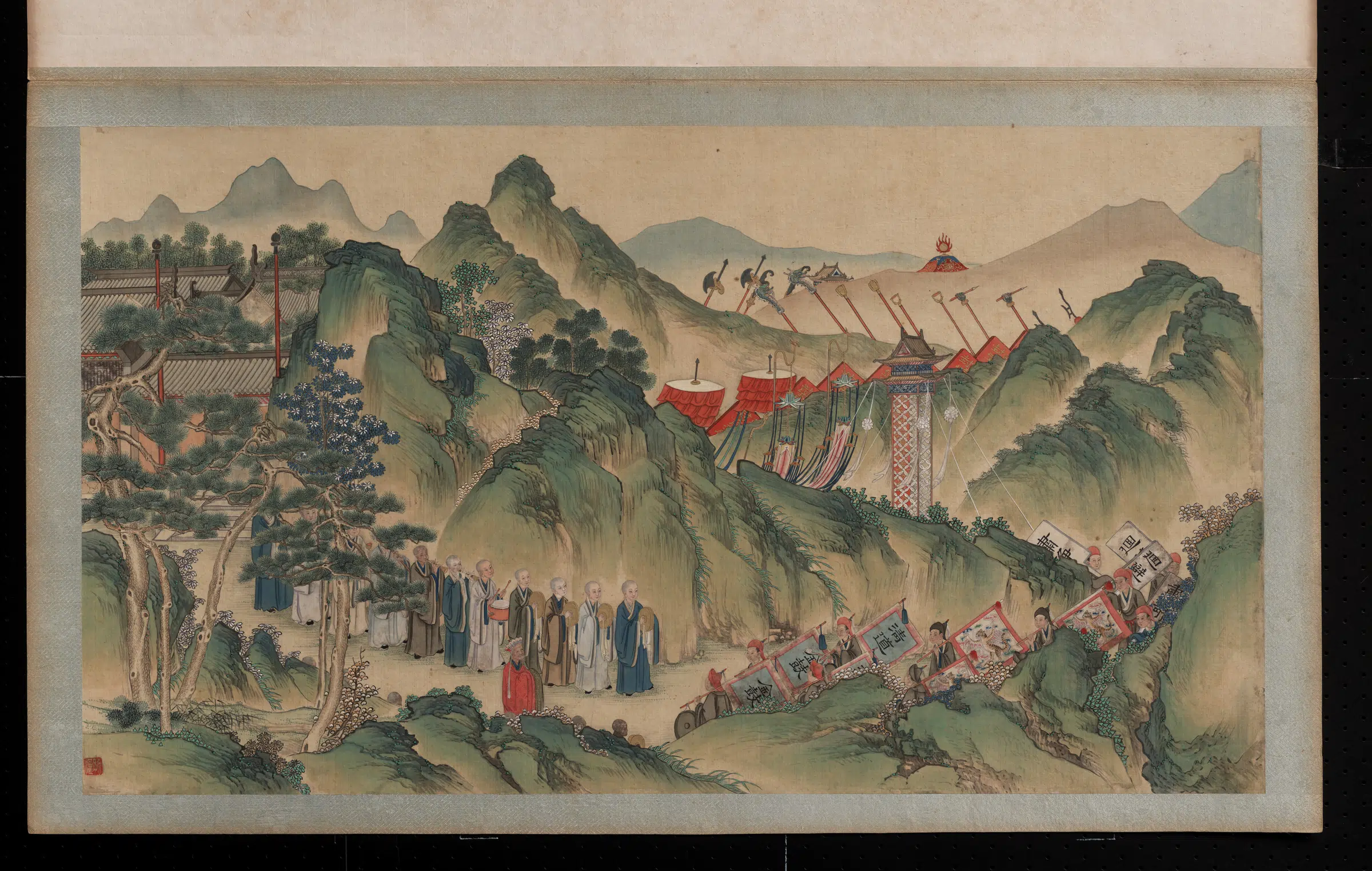 【孙温】《红楼梦画册第一版-铁槛寺众僧迎灵柩》 第1张