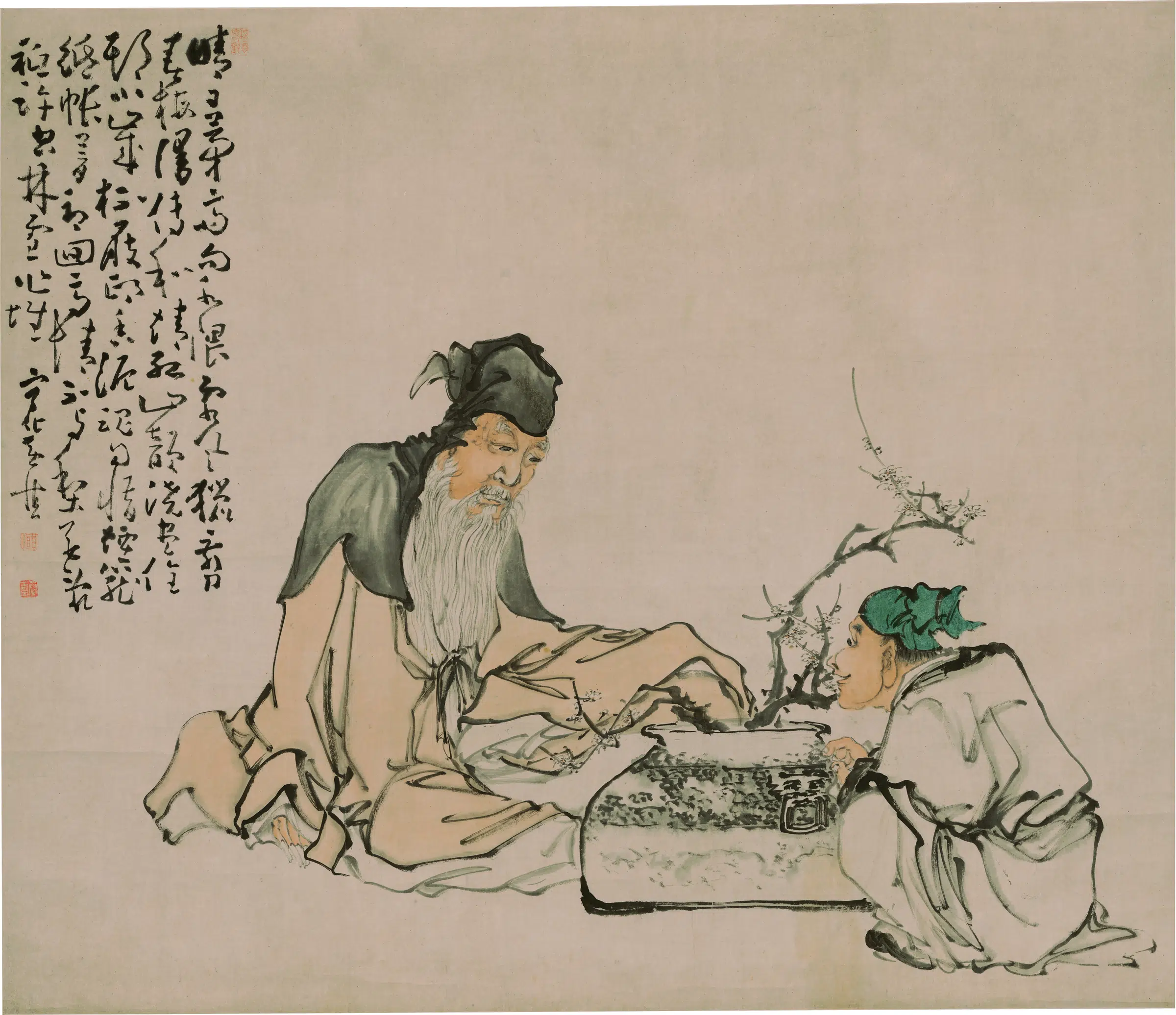 清代【黄慎】《和靖爱梅图轴》