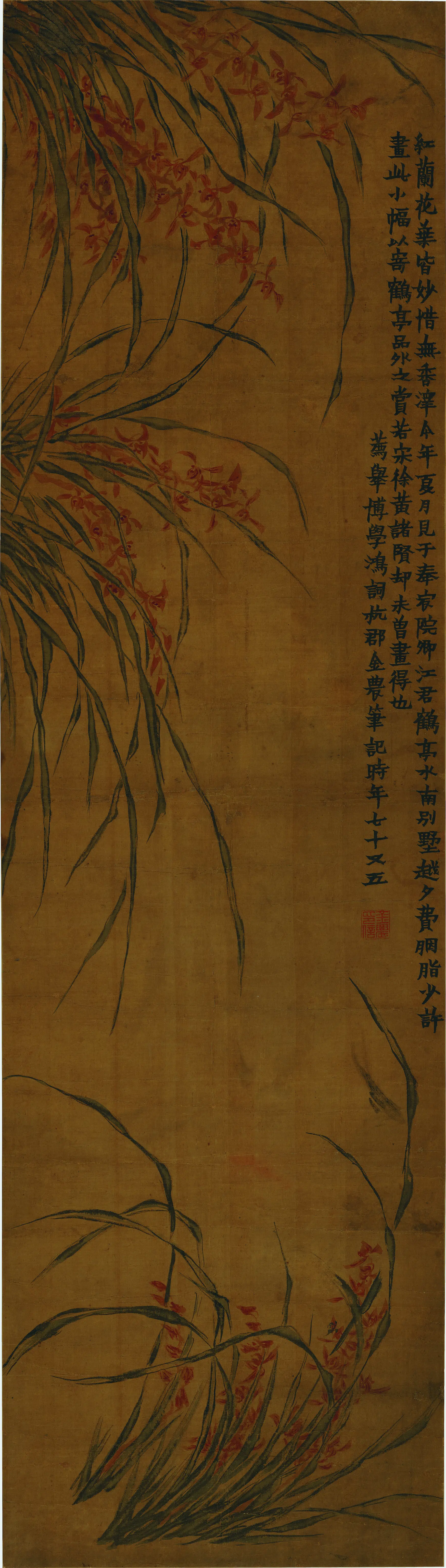 清代【金农】《红兰花图轴》