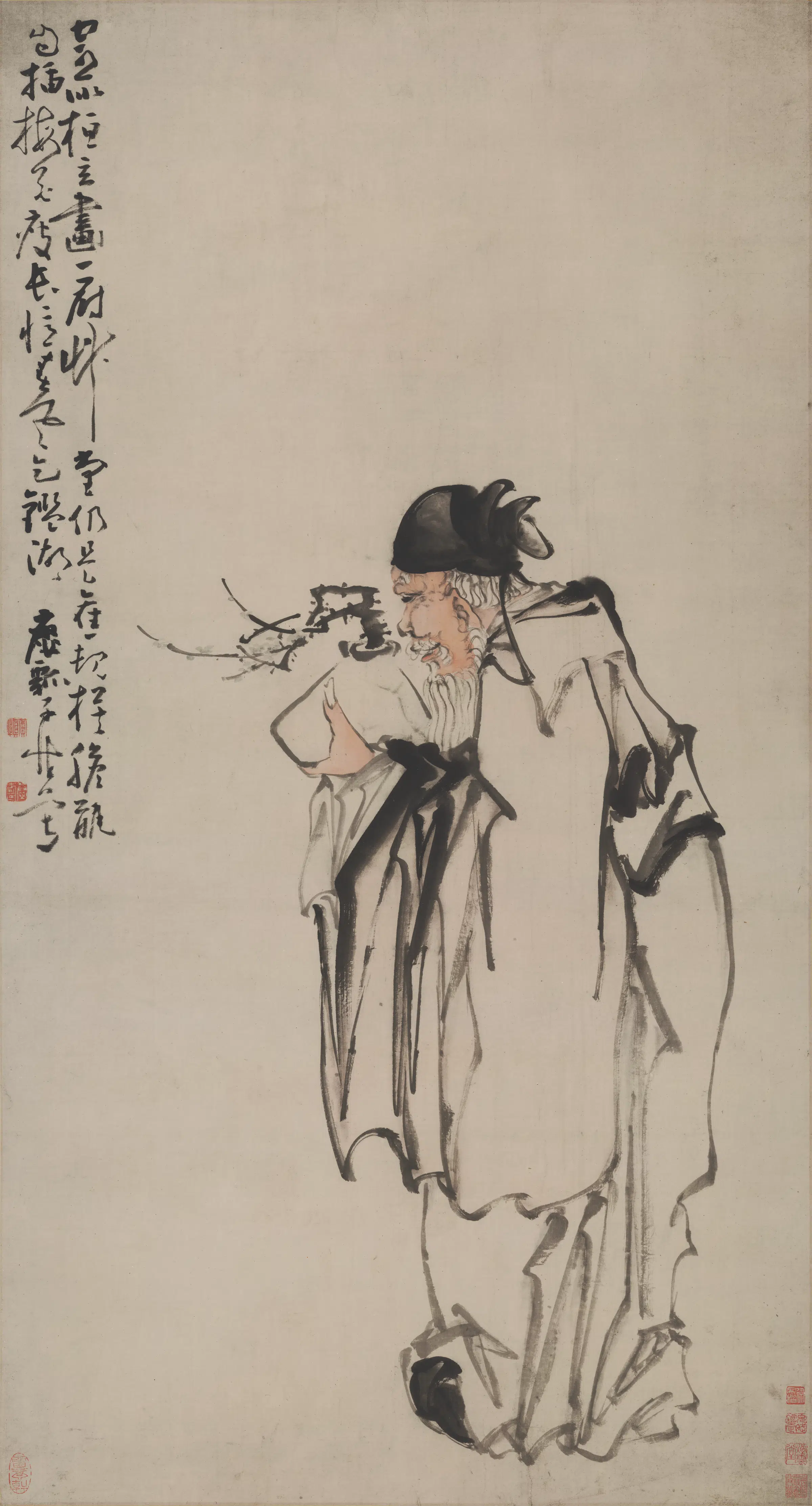 清代【黄慎】《捧梅图纸本》