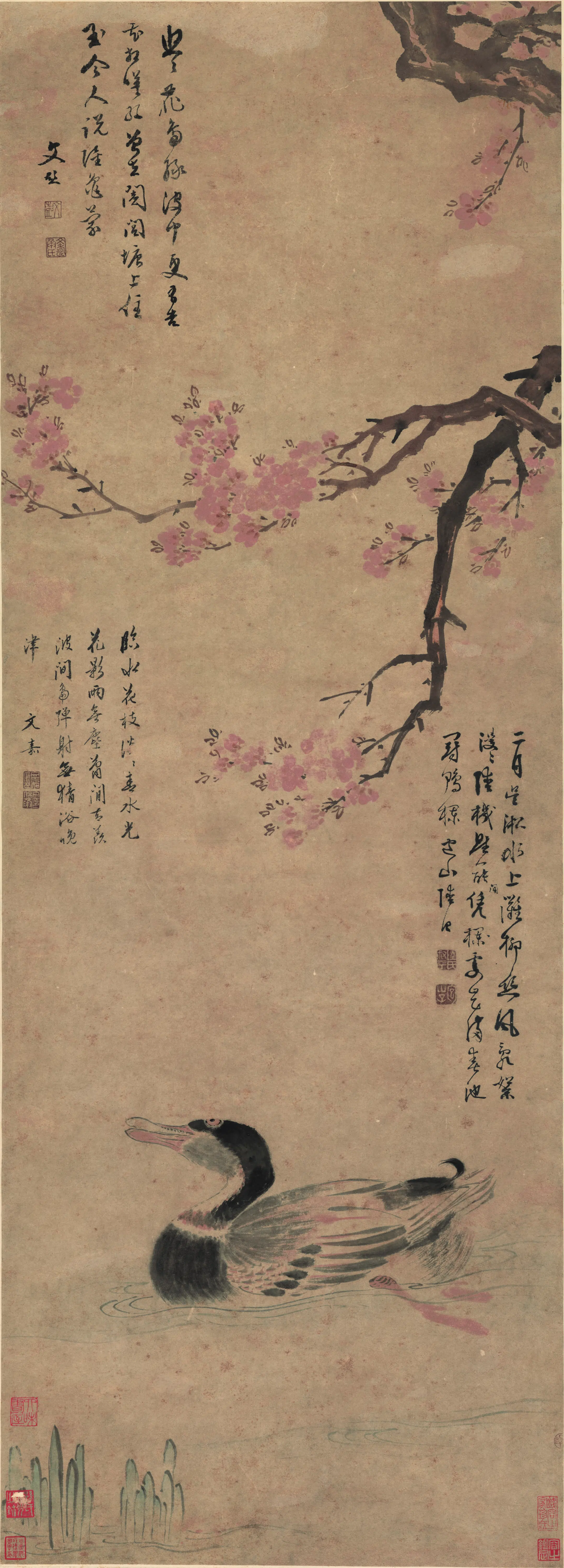 明朝【陆治】《红杏野凫图纸本》