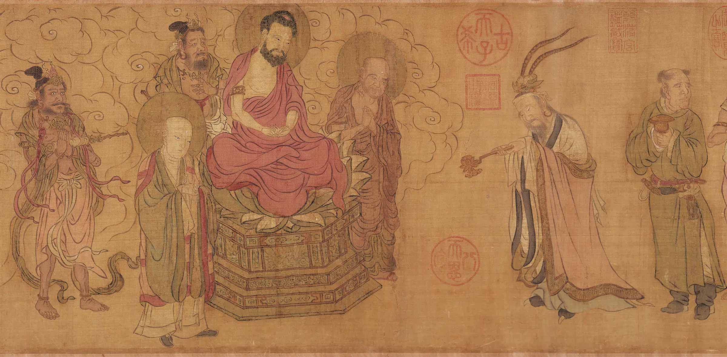 宋朝【赵光辅】《番王礼佛图卷(全卷绢本)》 第3张 宋朝【赵光辅】《番王礼佛图卷(全卷绢本)》 第3张